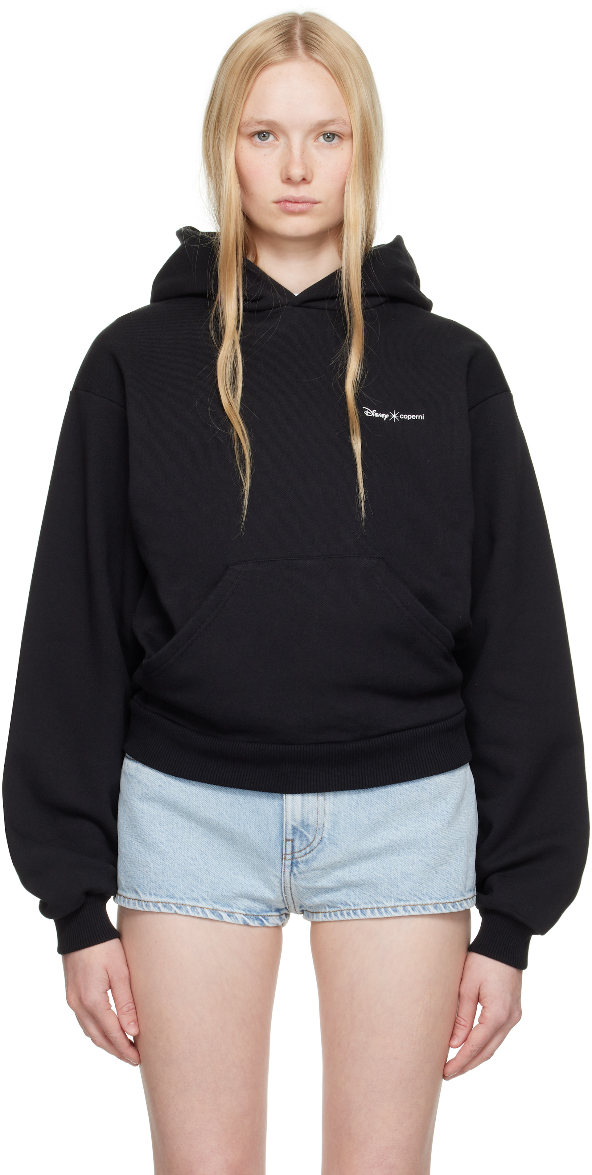 Coperni - Pull à capuche noir à appliqué de couronne - Disney