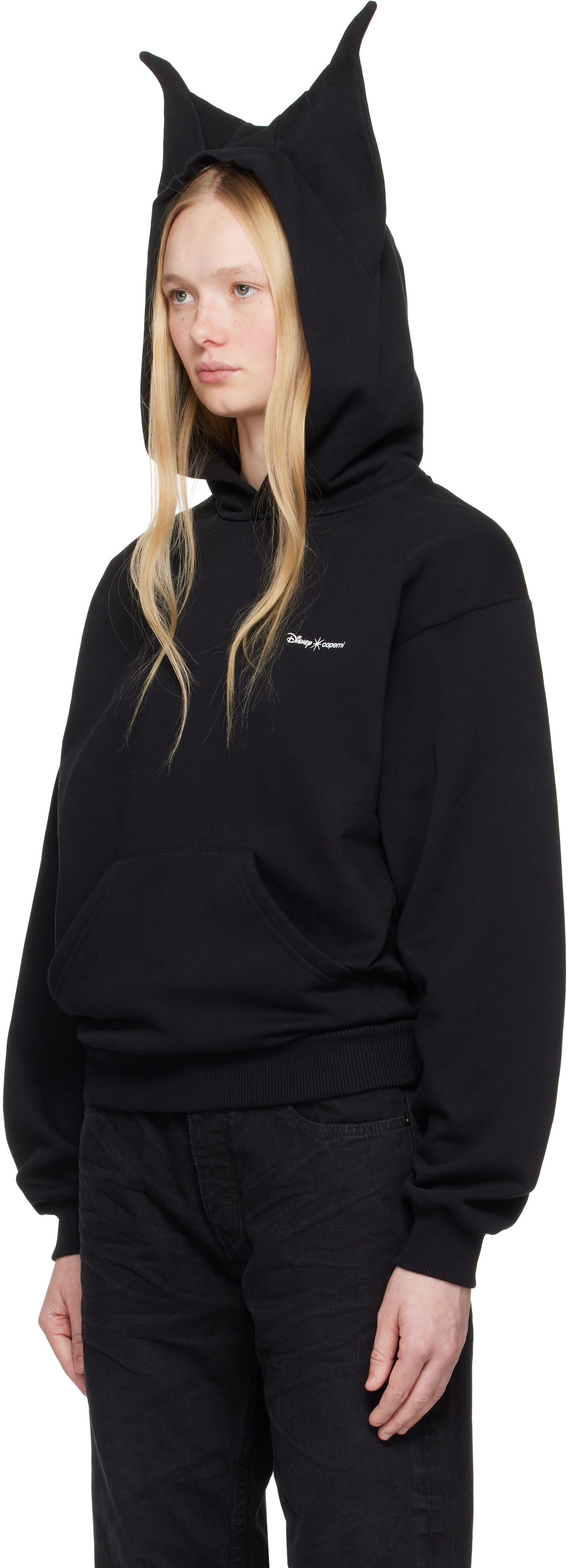 Coperni - Pull à capuche noir à appliqués de corne Maleficent - Disney