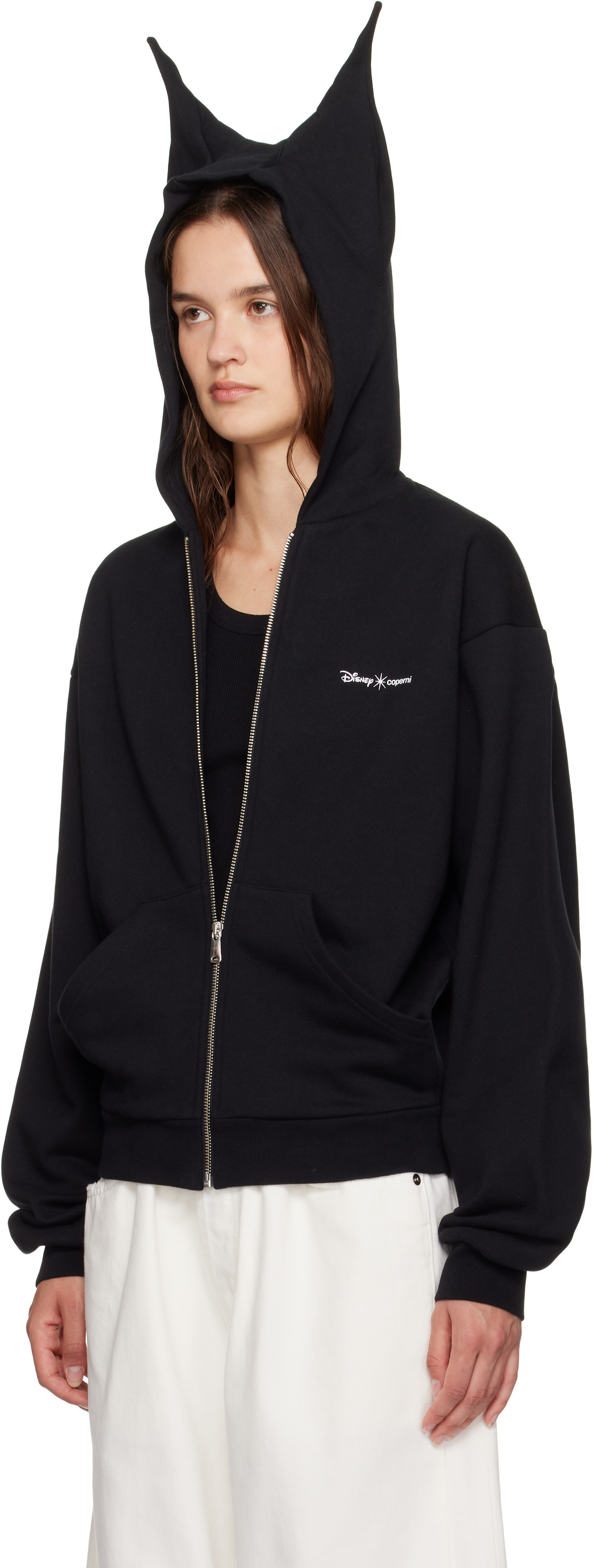 Coperni - Pull à capuche Maleficent noir à glissière - Disney