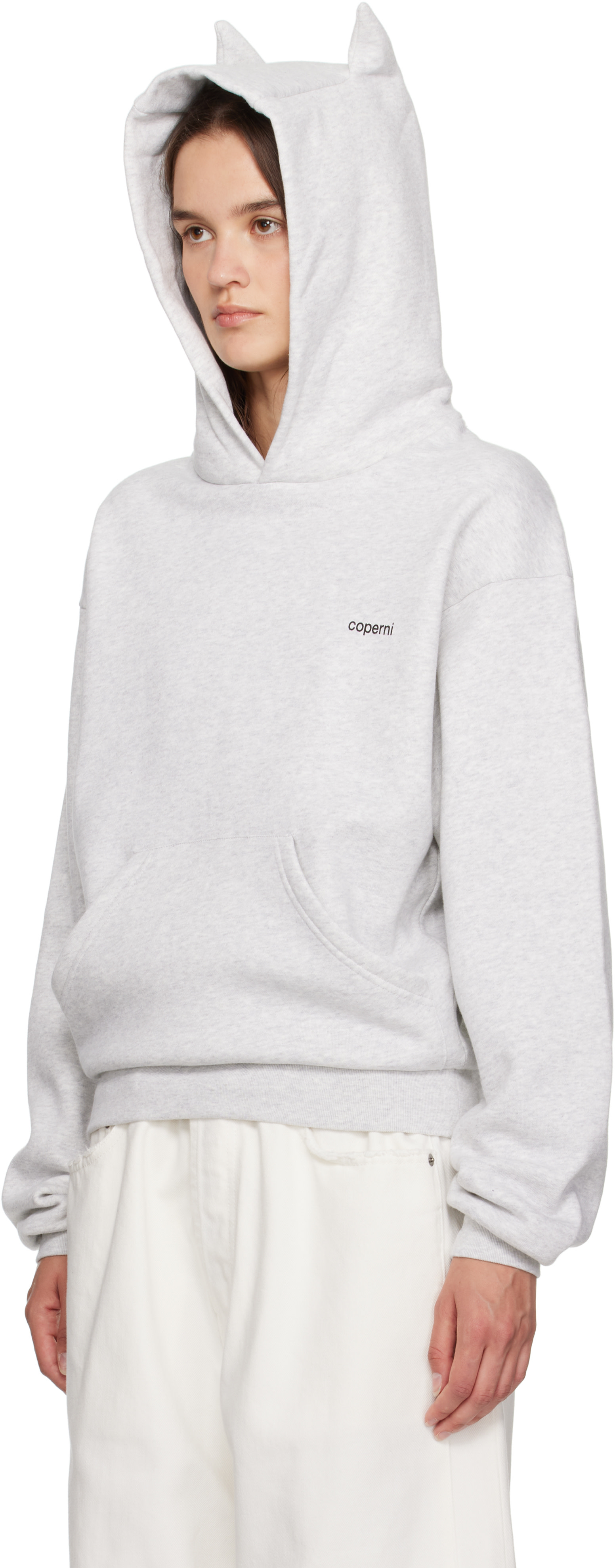 Coperni - Pull à capuche gris à appliqués de corne