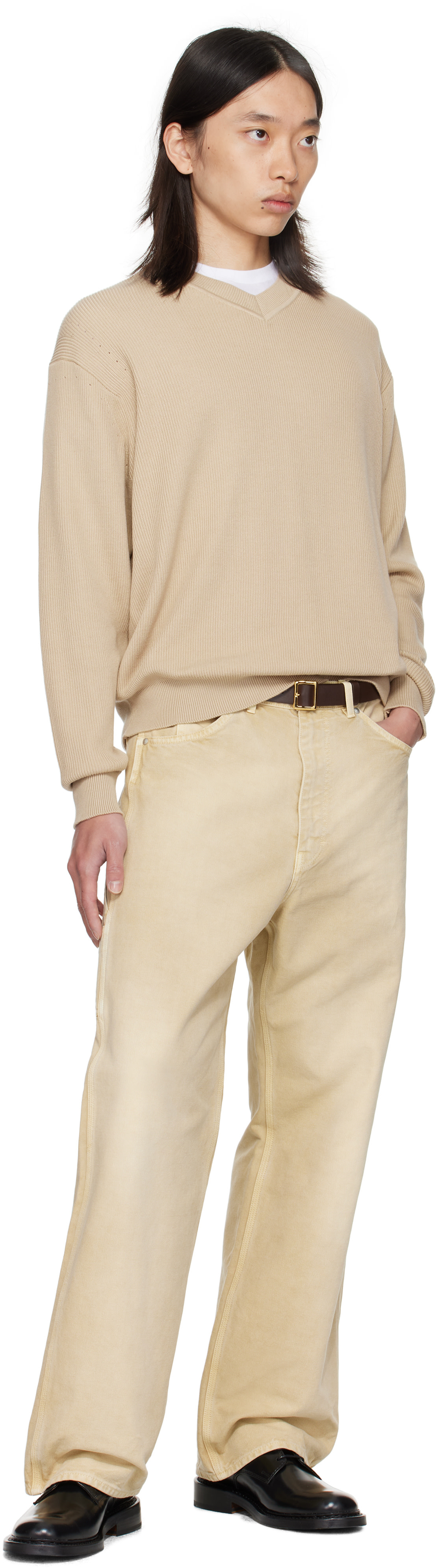 vowels - Pull beige à col en V