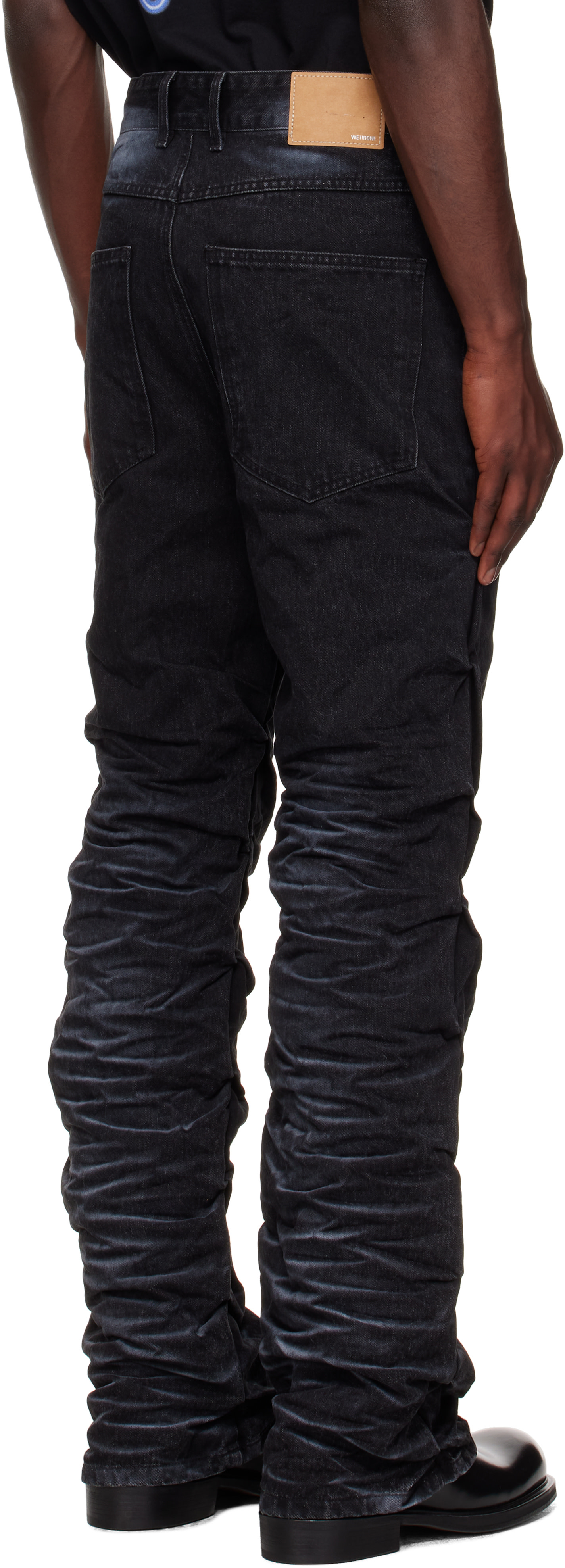 We11done: Black Textured Fold Jeans | SSENSE