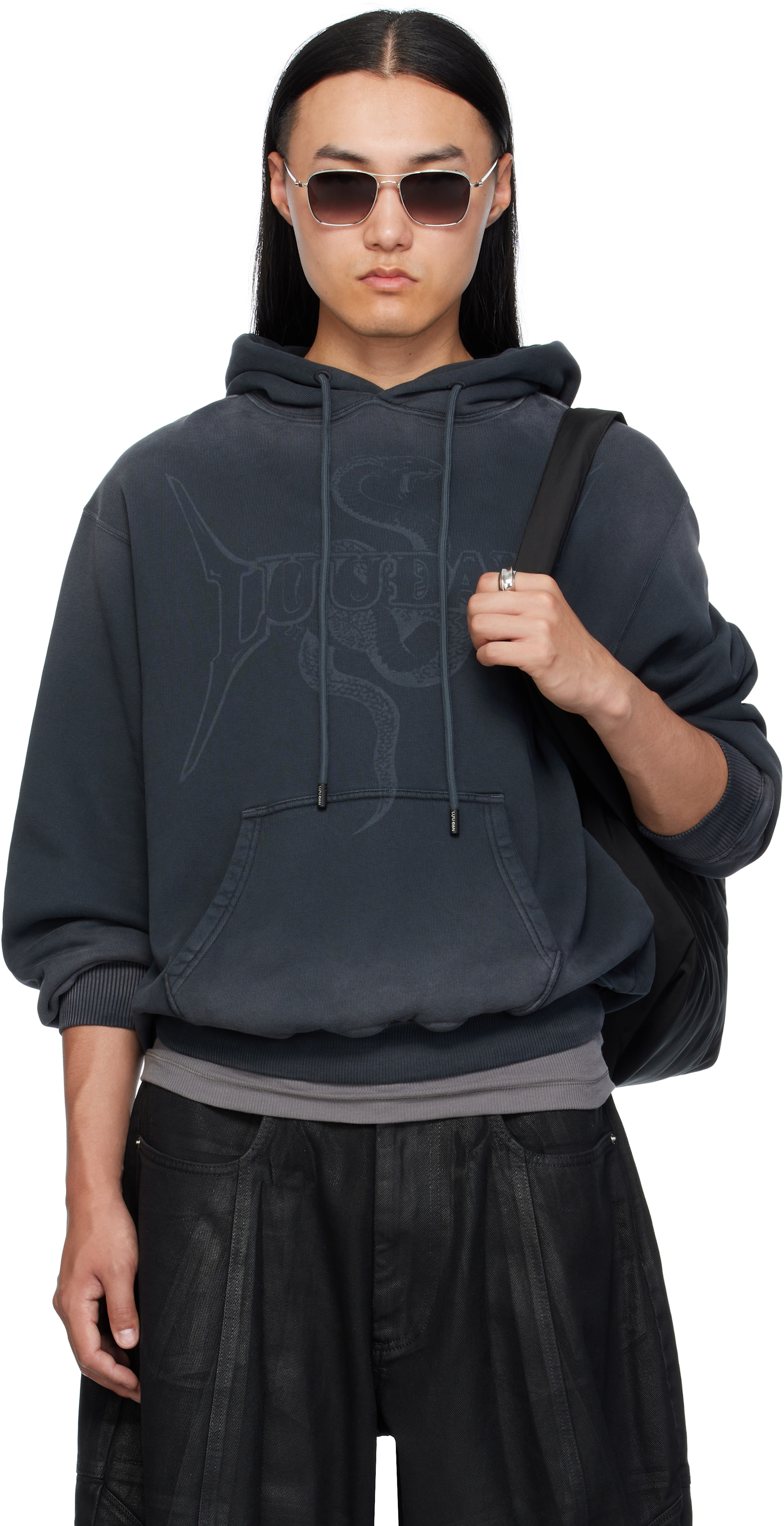 LU’U DAN - Pull à capuche décontracté gris