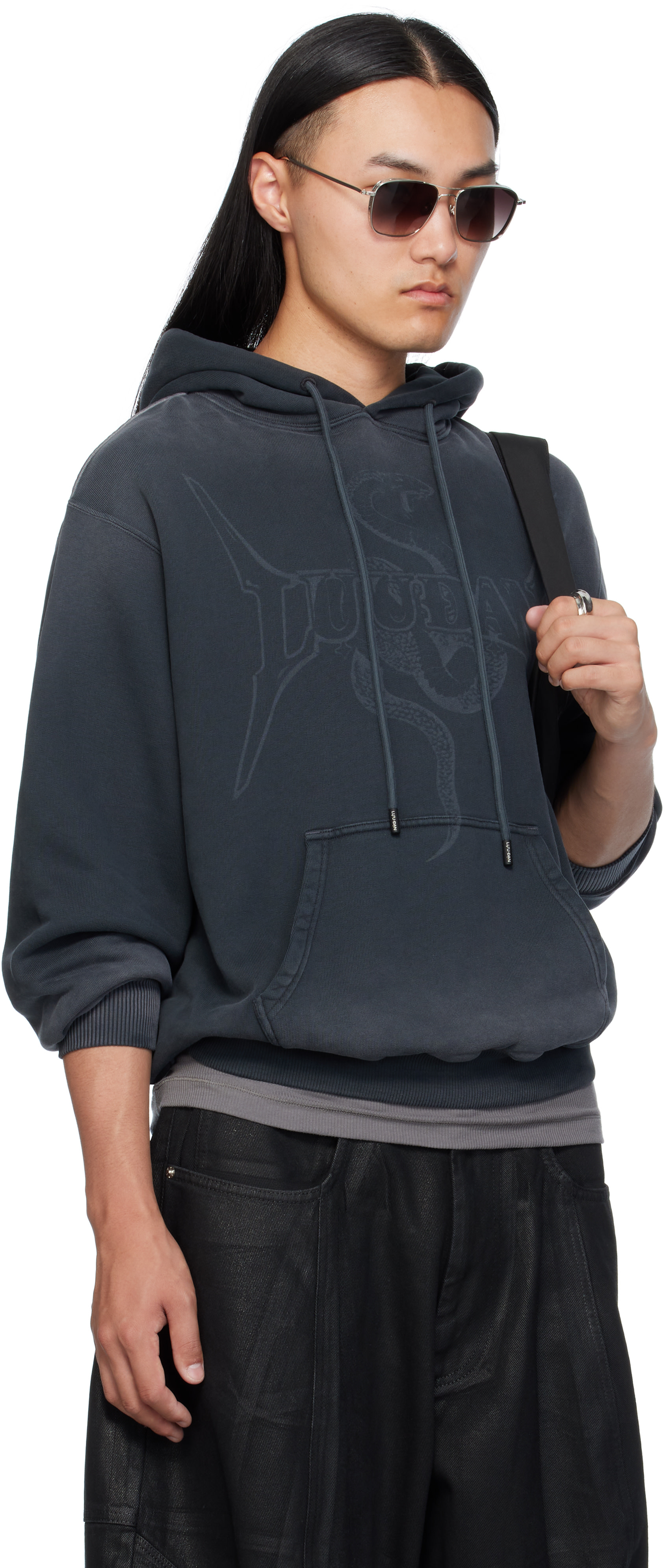 LU’U DAN - Pull à capuche décontracté gris