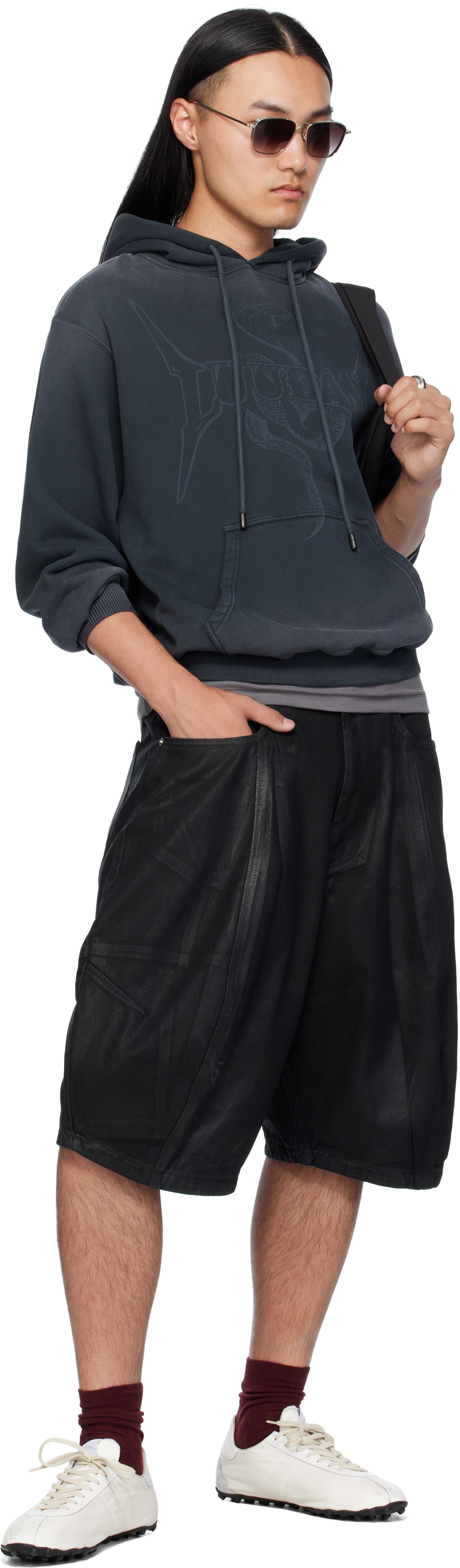 LU’U DAN - Pull à capuche décontracté gris