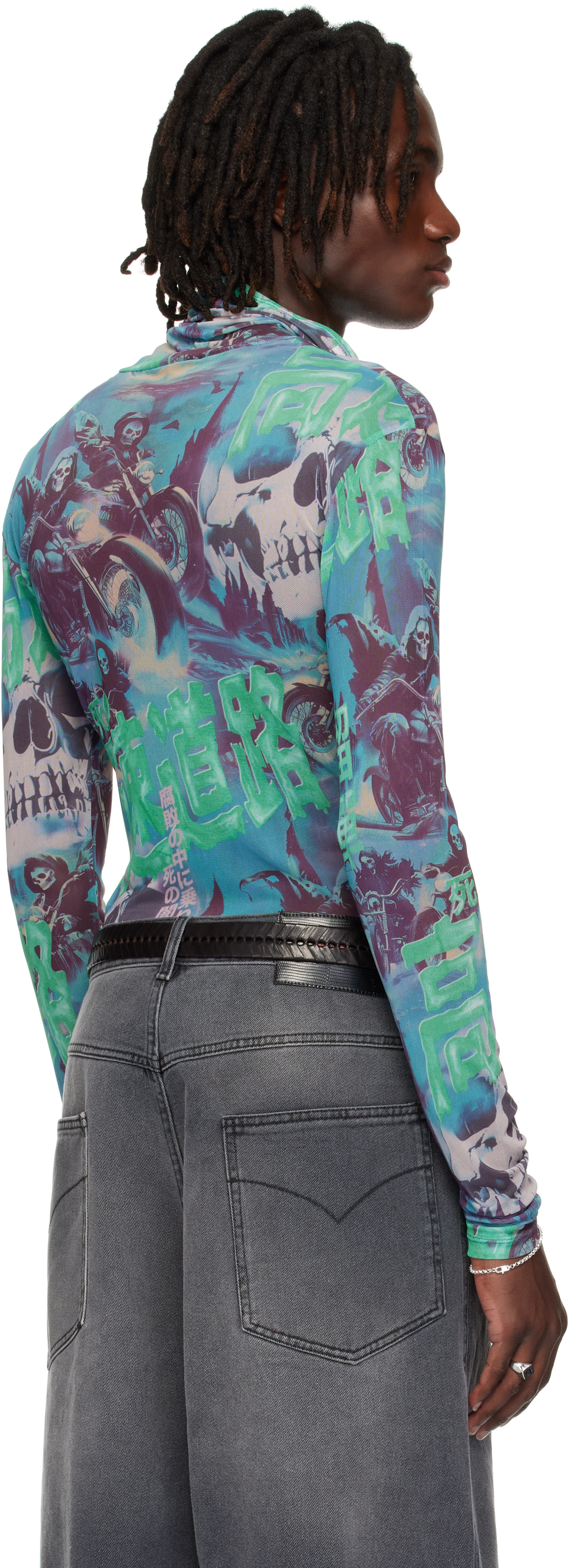 LU'U DAN - Multicolor Masked Mesh Turtleneck