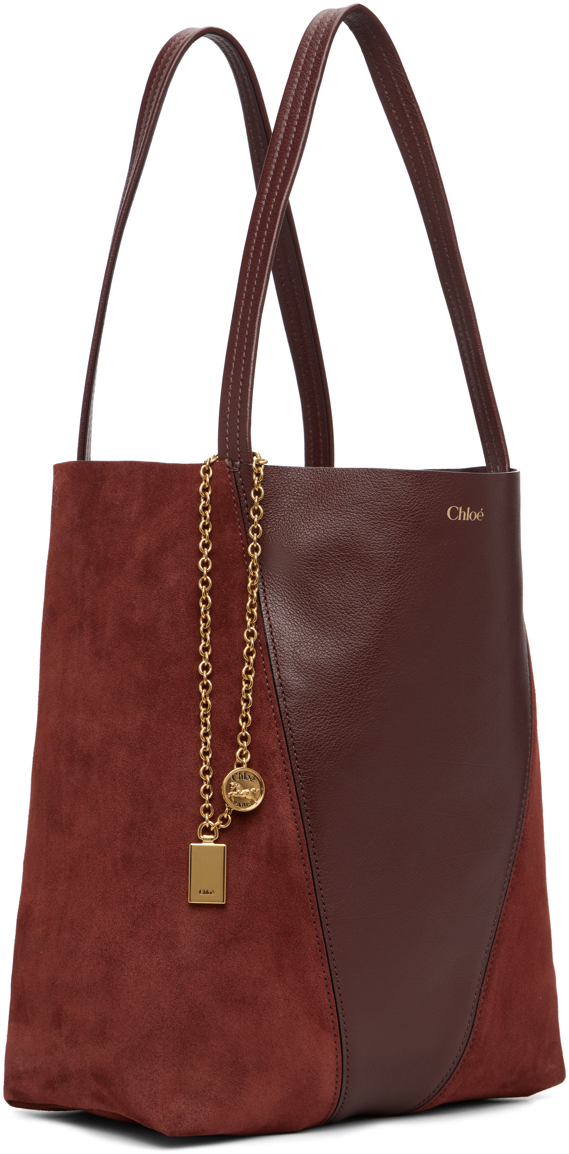 Chloé - Cabas Spin brun à logo