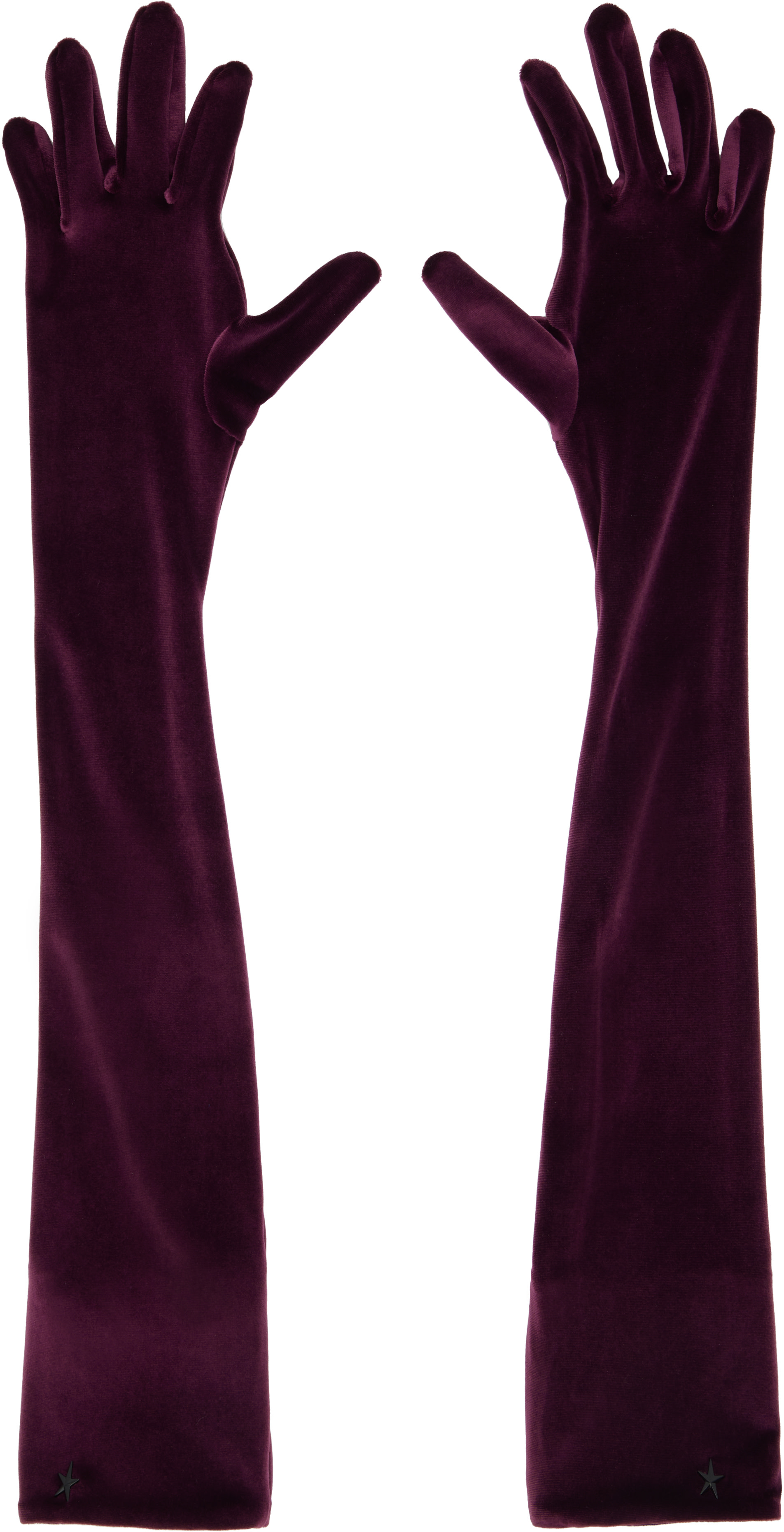 Mugler: Burgundy Velour Gloves | SSENSE