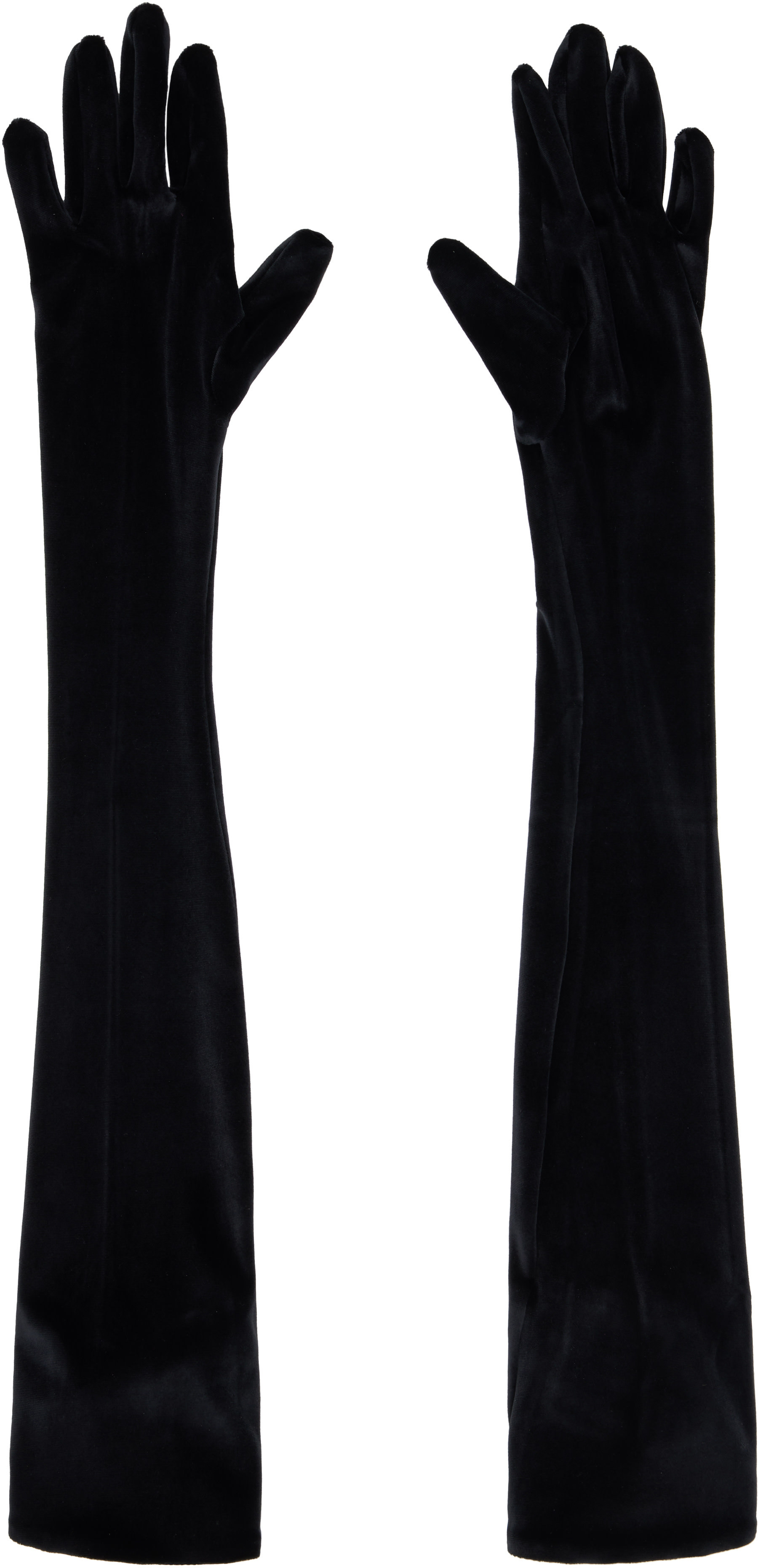 Mugler: Black Velour Gloves | SSENSE