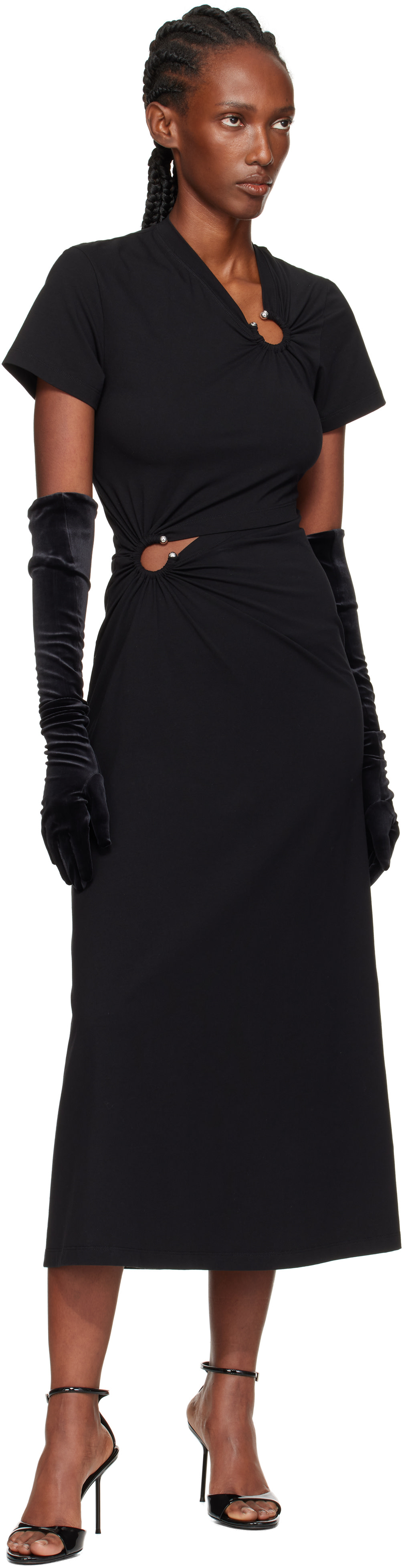 Mugler: Black Velour Gloves | SSENSE