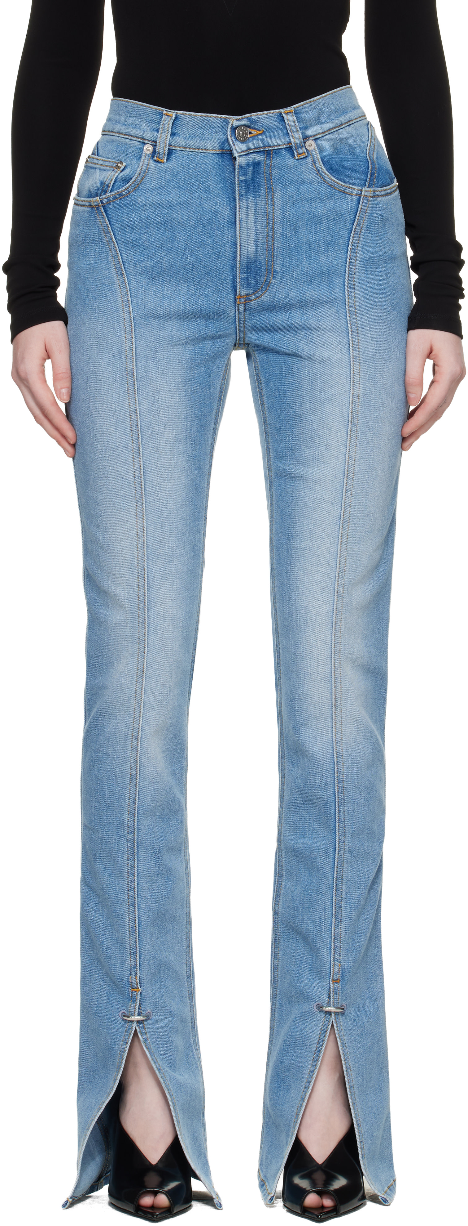 Mugler - Jean bleu en denim extensible