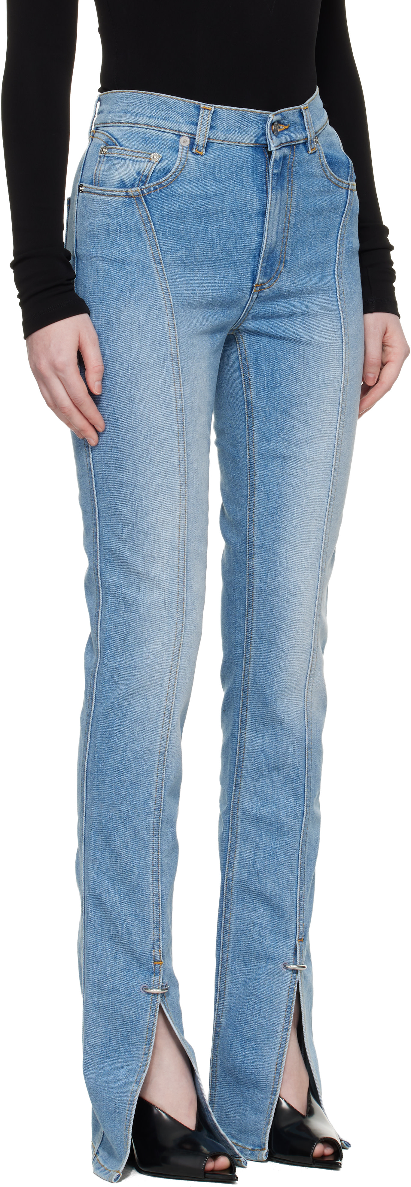 Mugler - Jean bleu en denim extensible