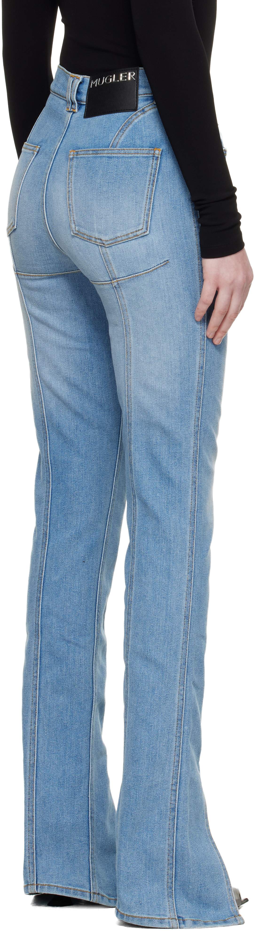 Mugler - Jean bleu en denim extensible