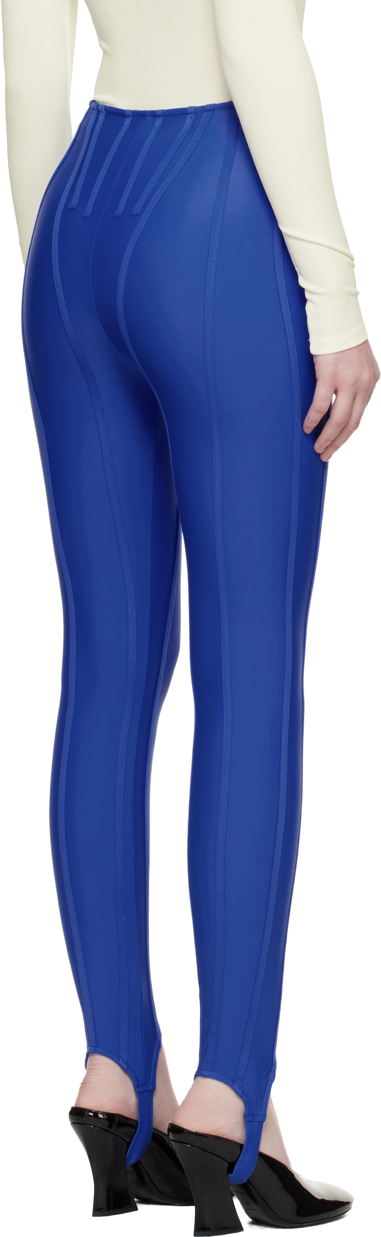 Mugler - Legging bleu à baleines exclusif à SSENSE