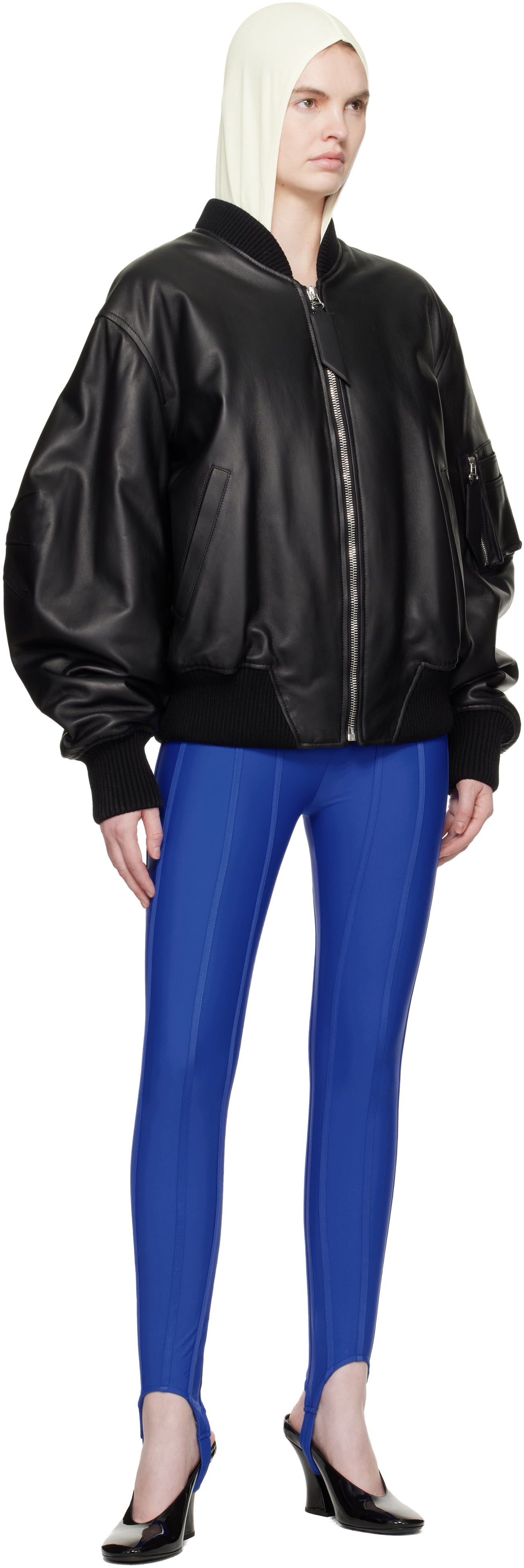 Mugler - Legging bleu à baleines exclusif à SSENSE