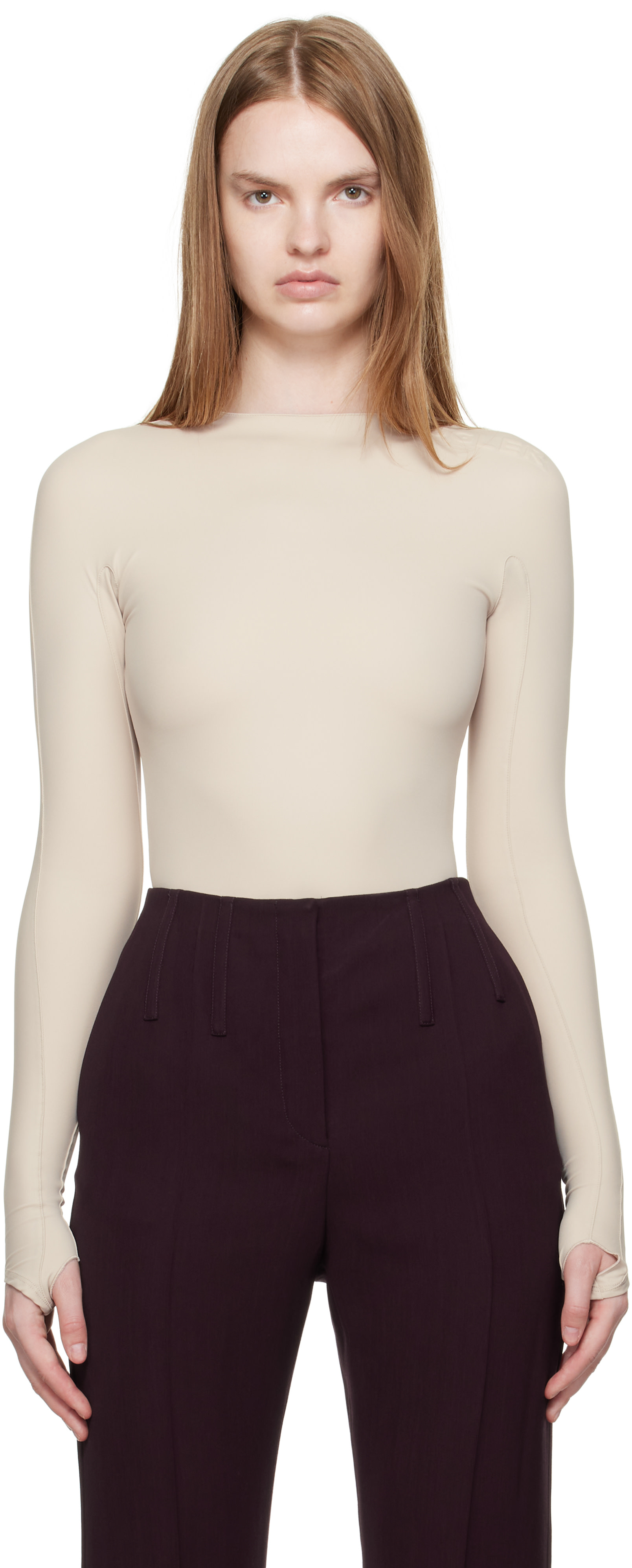 Mugler - Justaucorps beige à logo