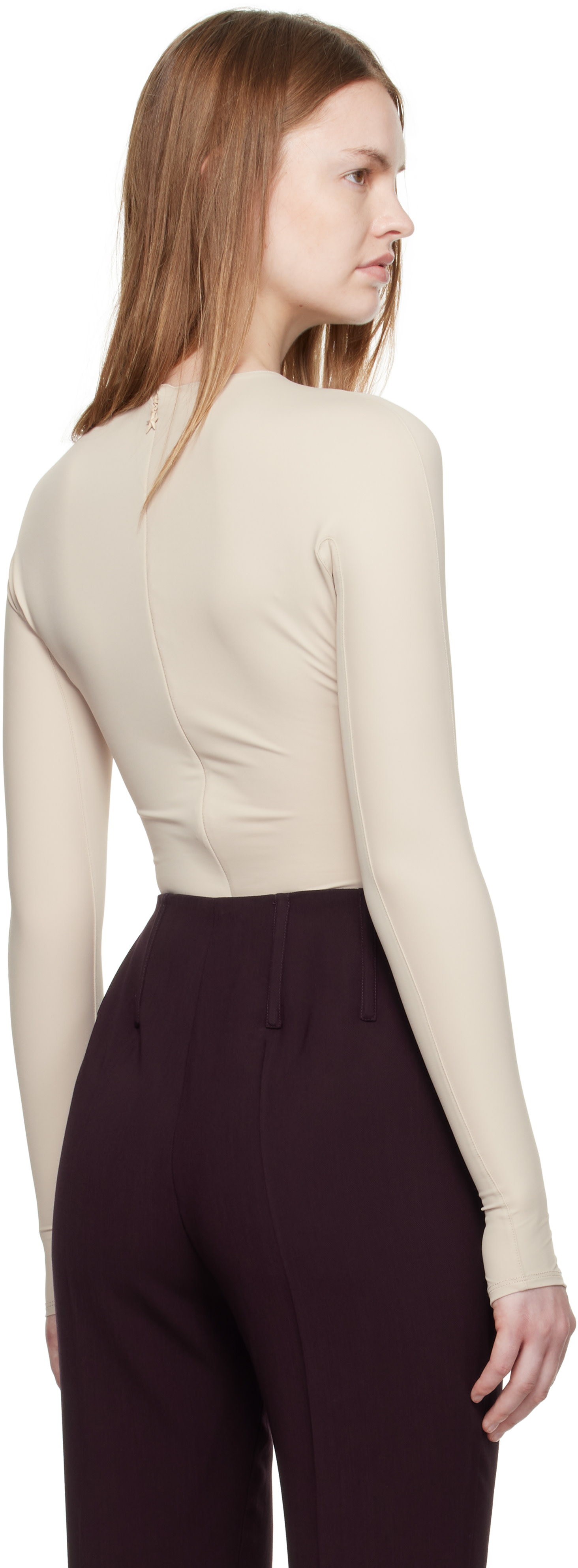 Mugler - Justaucorps beige à logo