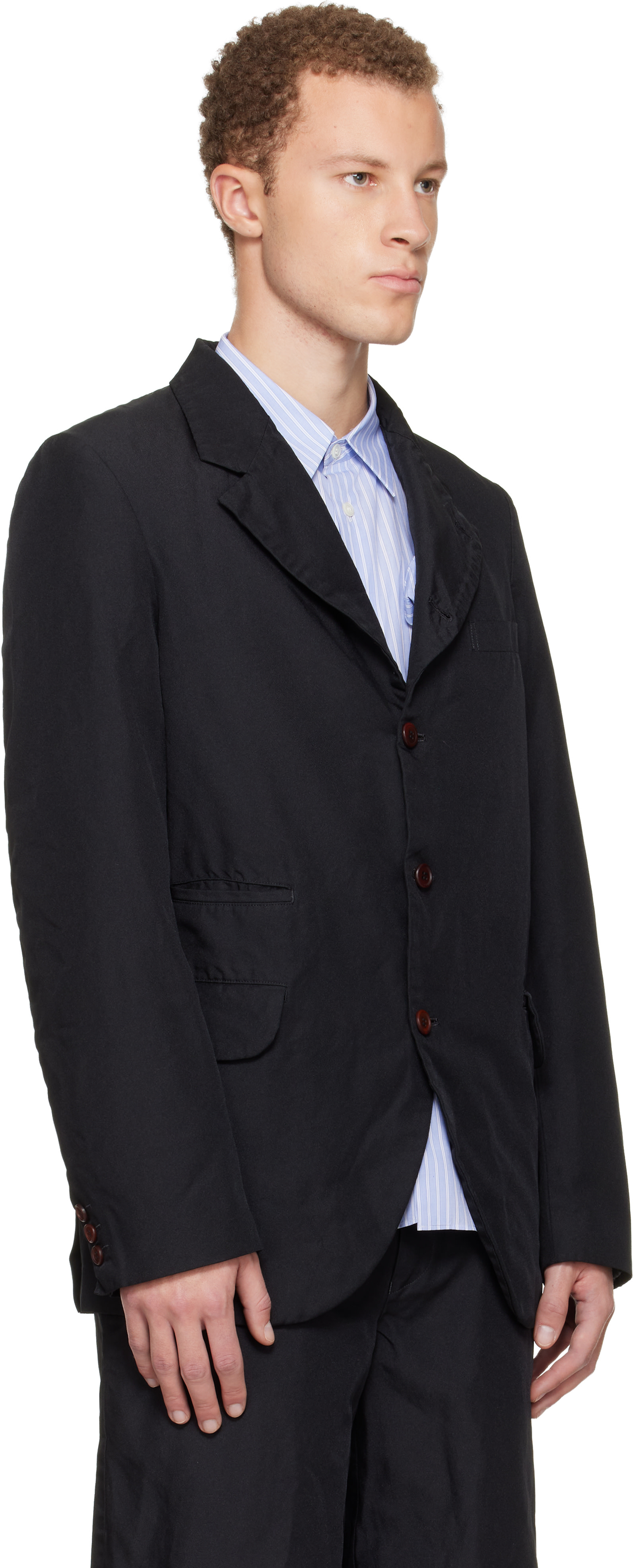 Comme des Garçons Homme Plus: ブラック ポリエステルツイル