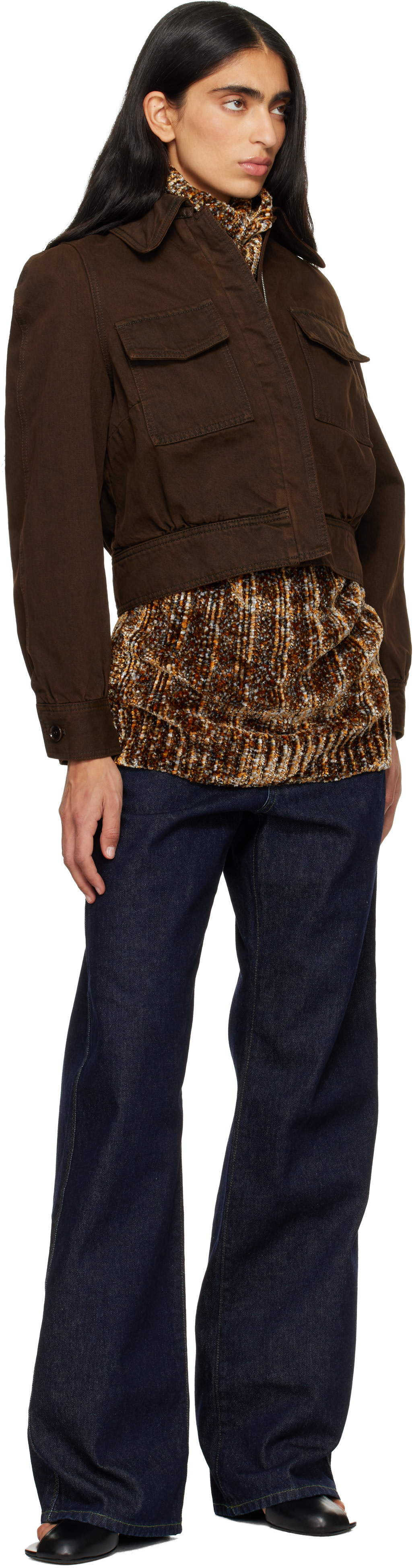 Dries Van Noten: Brown Faded Denim Jacket | SSENSE