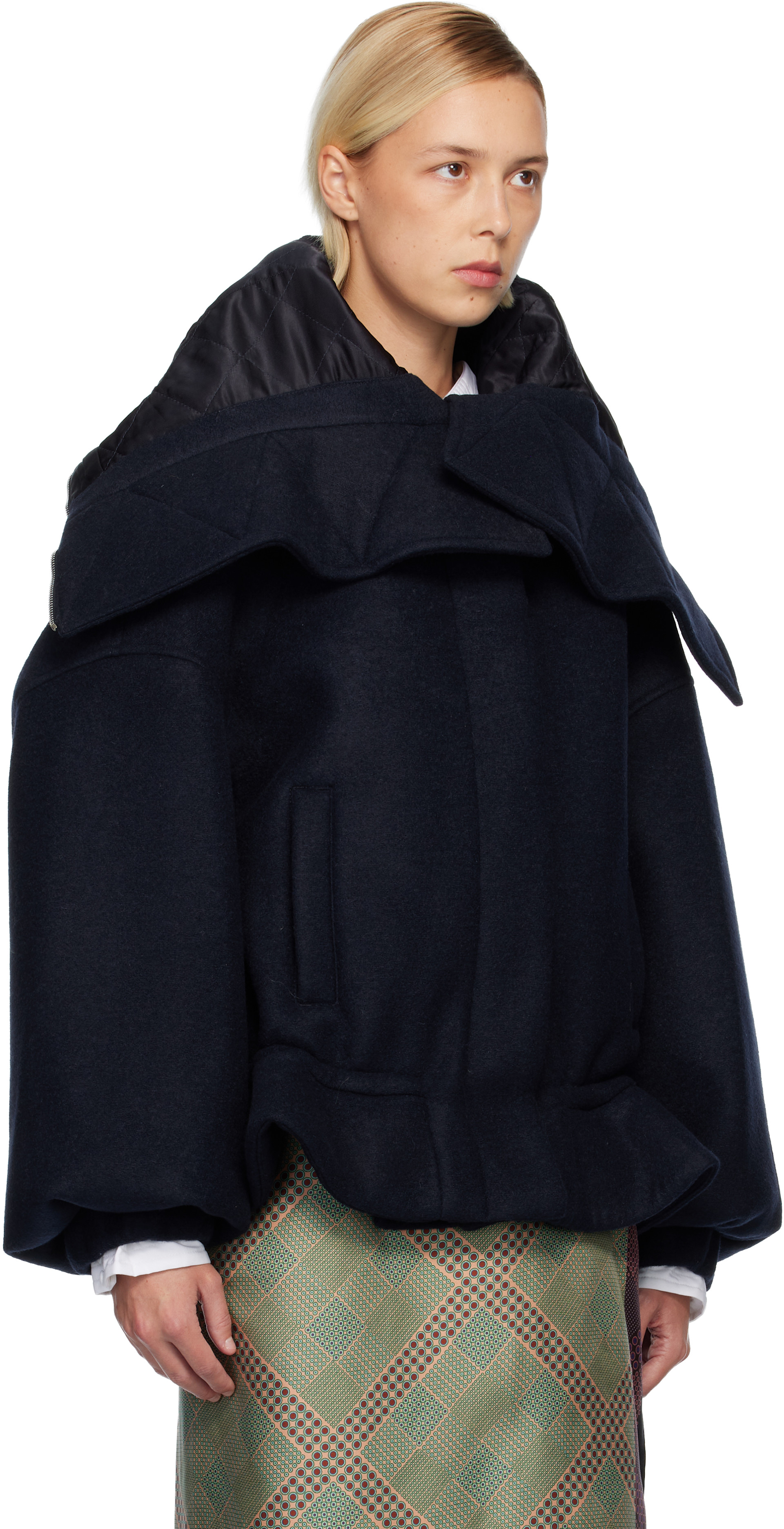 Dries Van Noten: Navy Bonded Short Parka | SSENSE