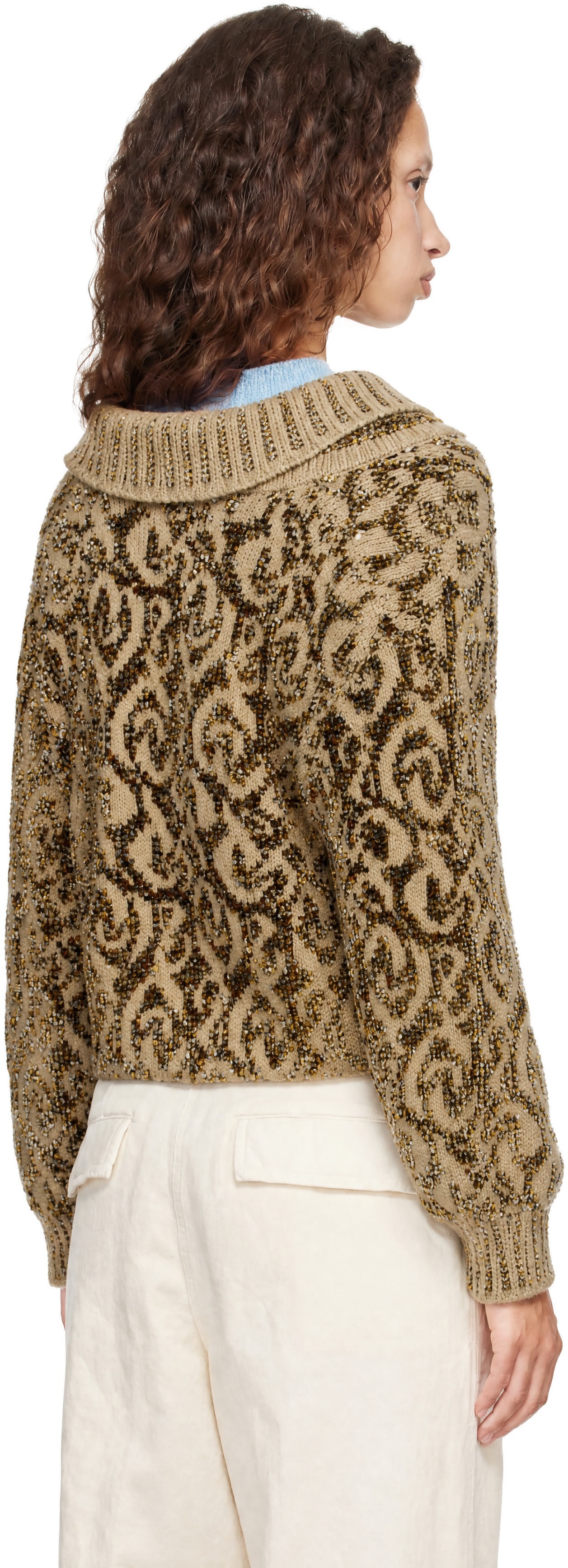 Dries Van Noten: Beige Jacquard Cardigan | SSENSE