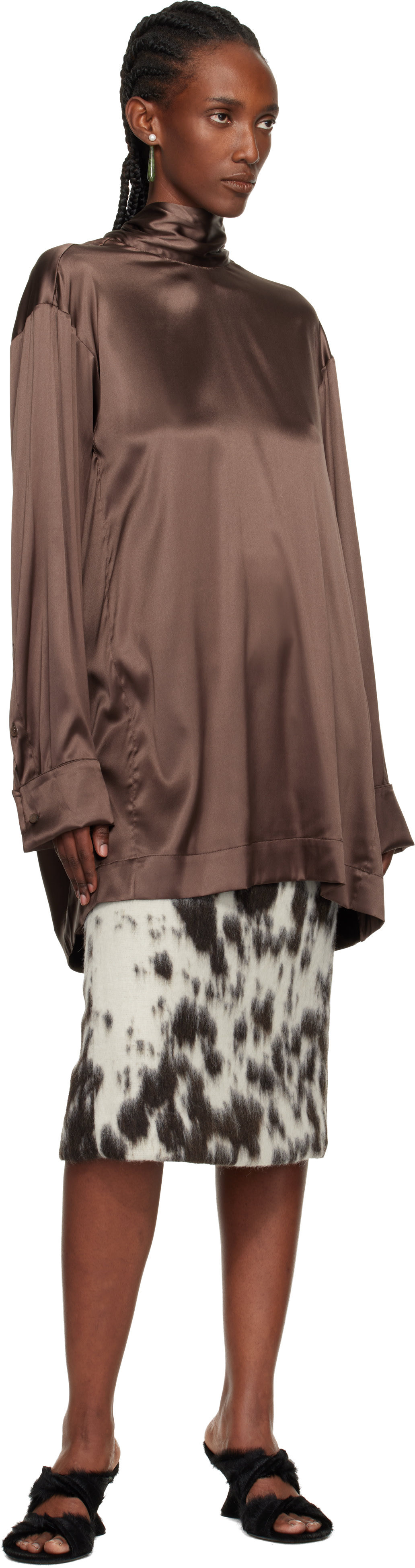 Dries Van Noten - Chemisier brun à écharpe