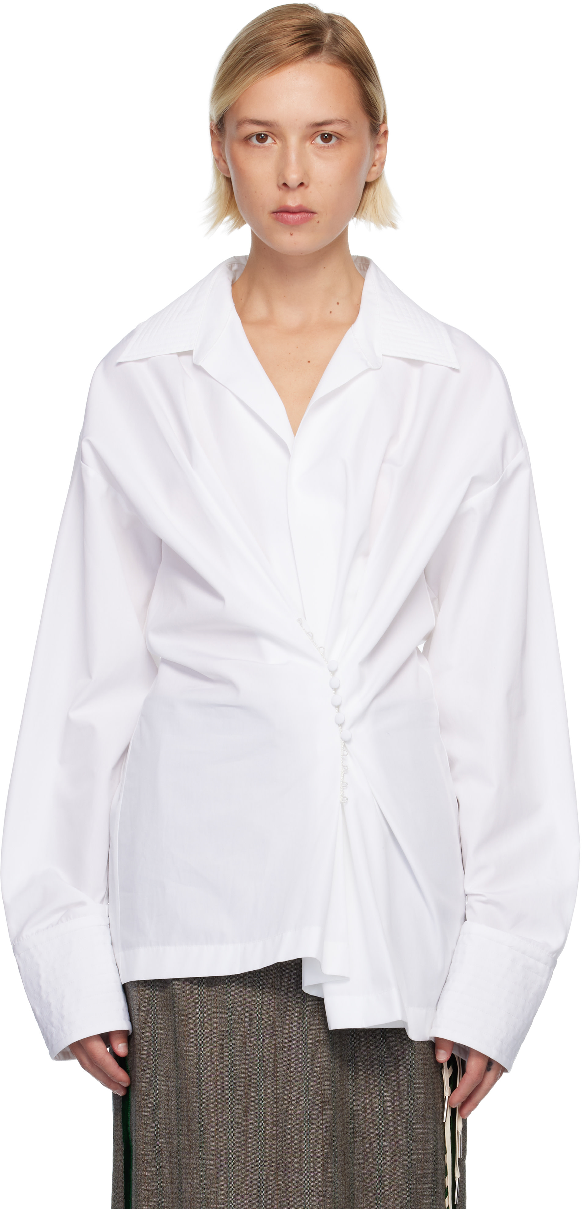 Dries Van Noten: White V-Neck Shirt | SSENSE Dries Van Noten: White V-Neck Shirt | SSENSE