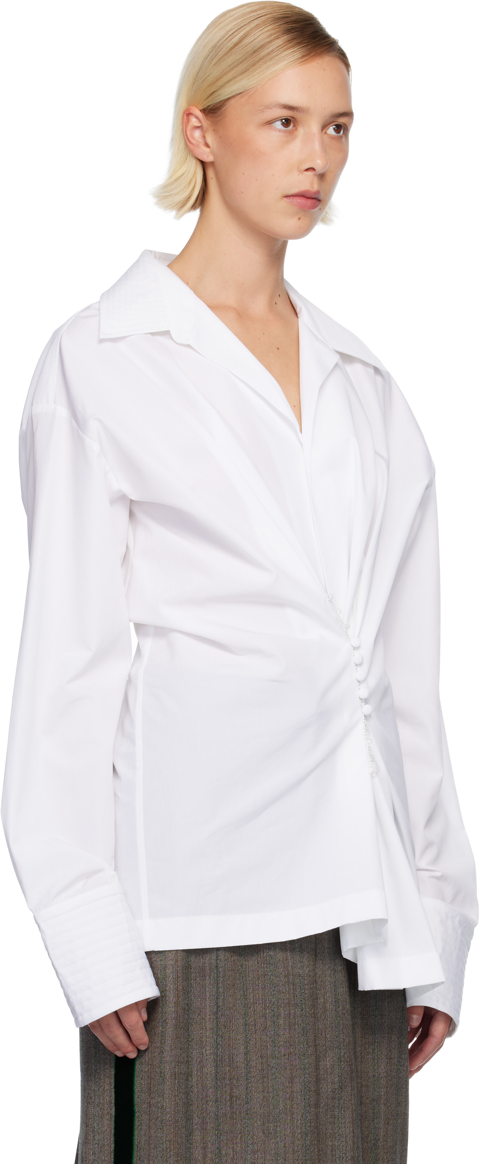 Dries Van Noten: White V-Neck Shirt | SSENSE