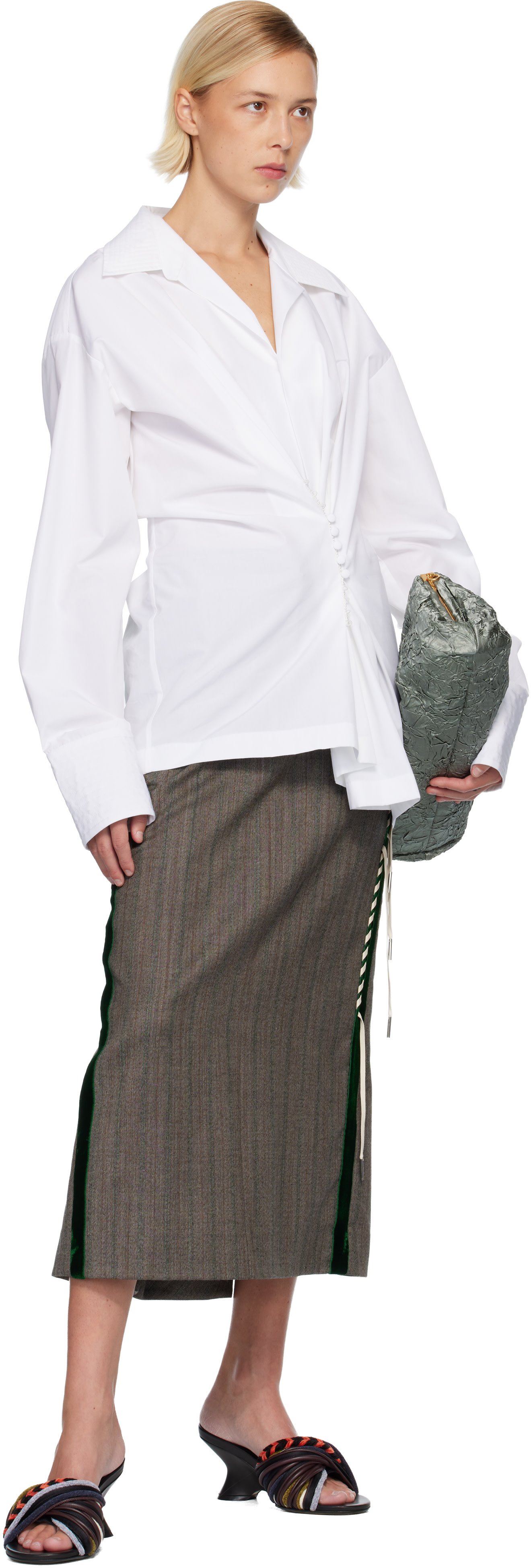 Dries Van Noten: White V-Neck Shirt | SSENSE