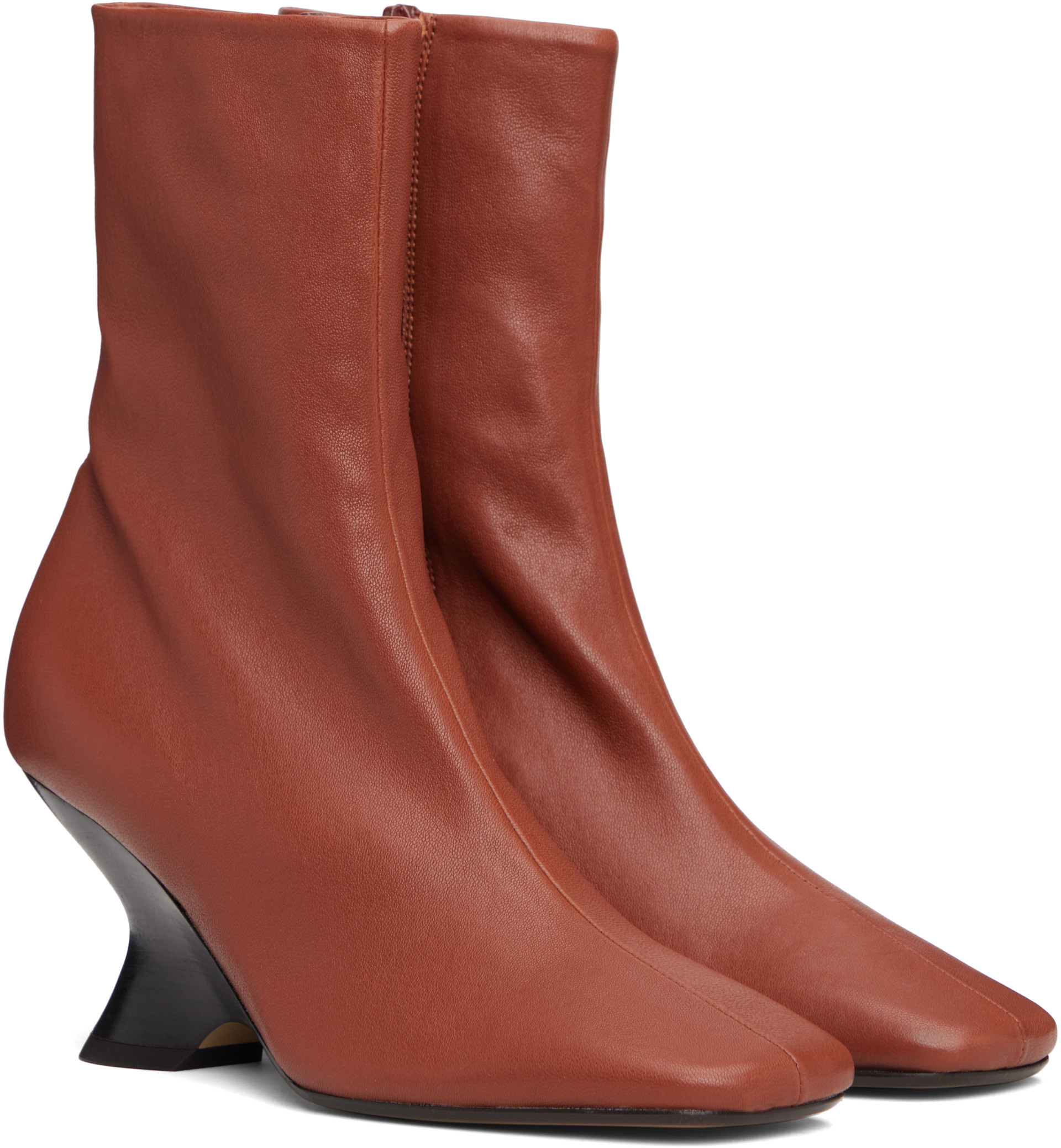 Dries Van Noten - Bottines à talon brunes
