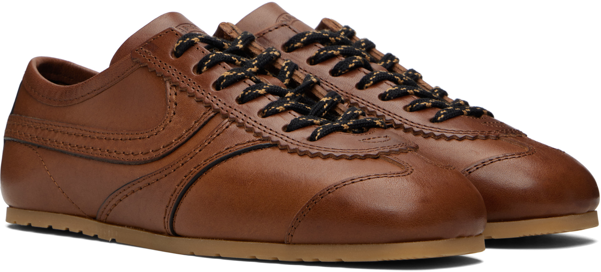 DRIES VAN NOTEN ダークブラウン ウィングチップ レザーシューズ Dries Van Noten: Brown Leather Sneakers | SSENSE