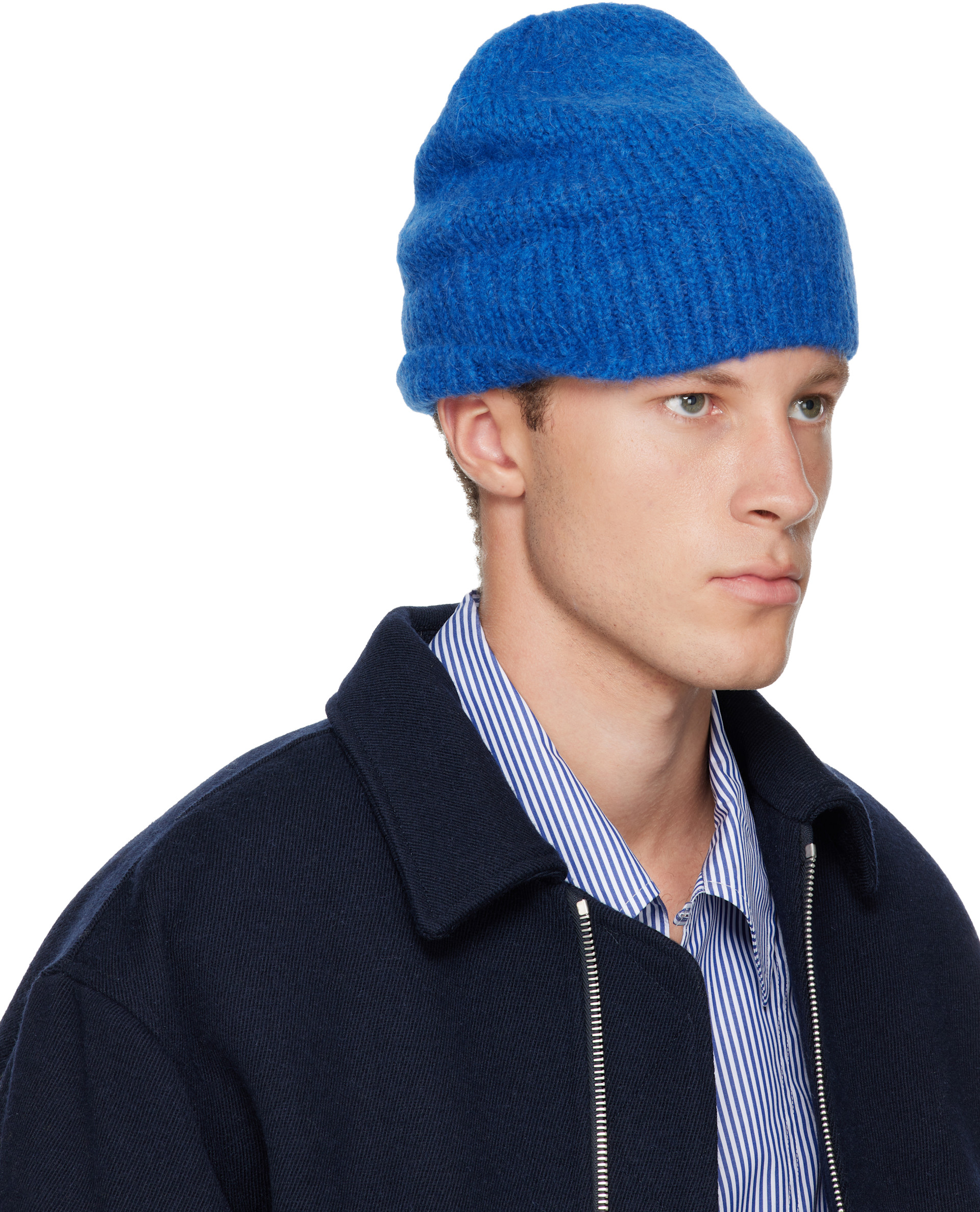 帽子 FUMIKA UCHIDA MOHAIR/ALPACA BLEND BEANIE Dries Van Noten: Blue Alpaca Blend Beanie | SSENSE Canada