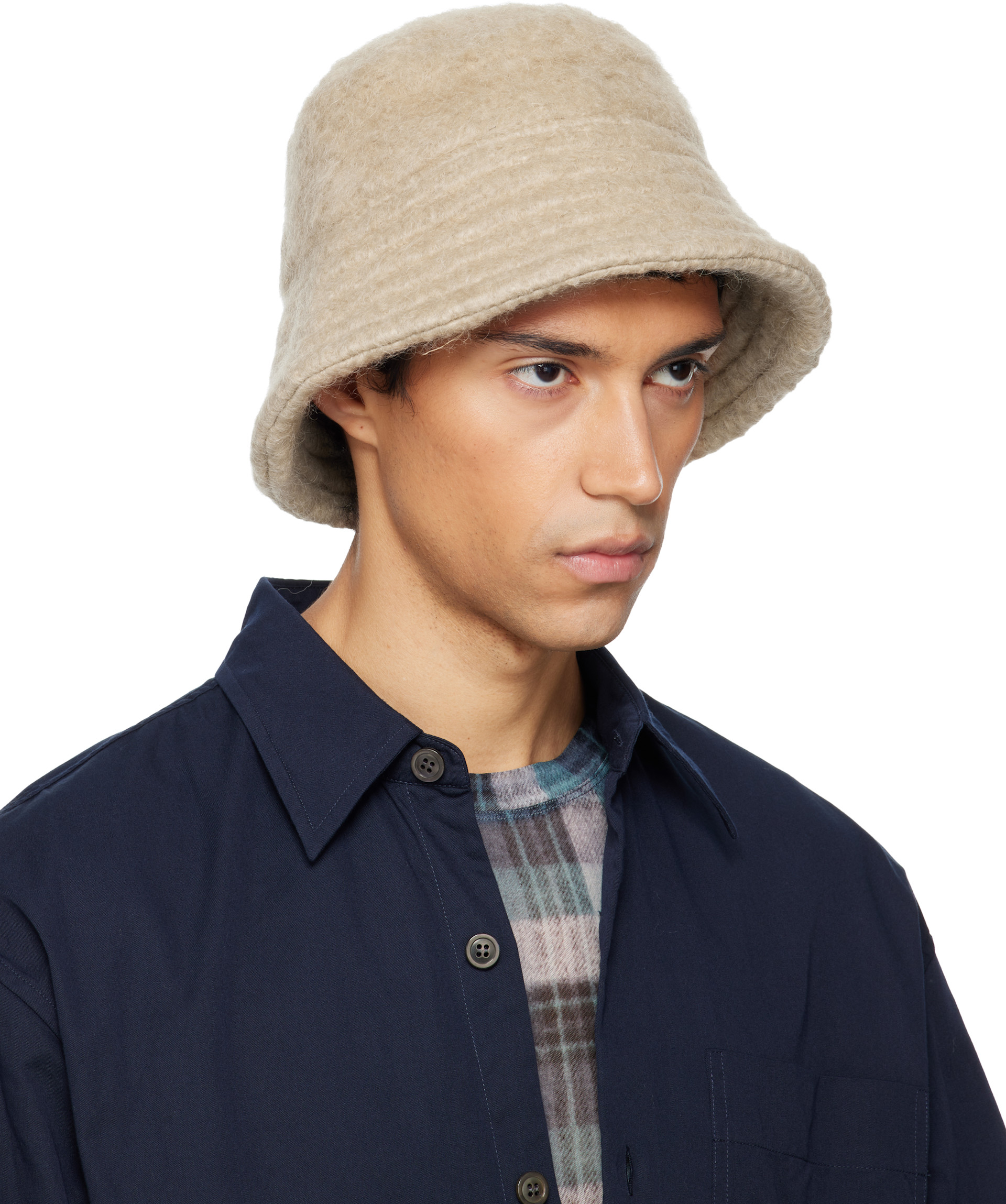 Dries Van Noten: Beige Wool Mohair Bucket Hat | SSENSE