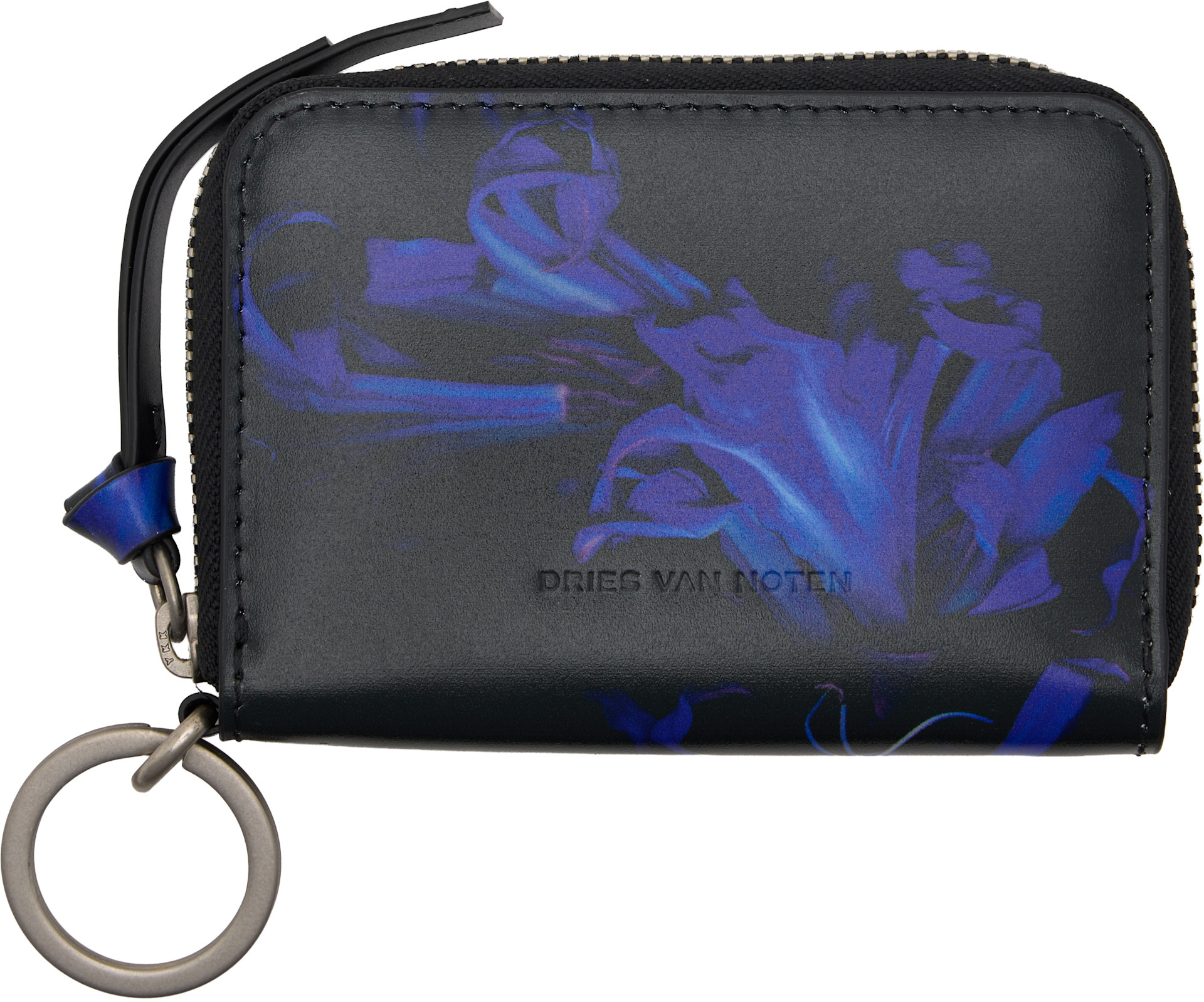 Dries Van Noten: Black & Blue Leather Card Holder | SSENSE Hong 