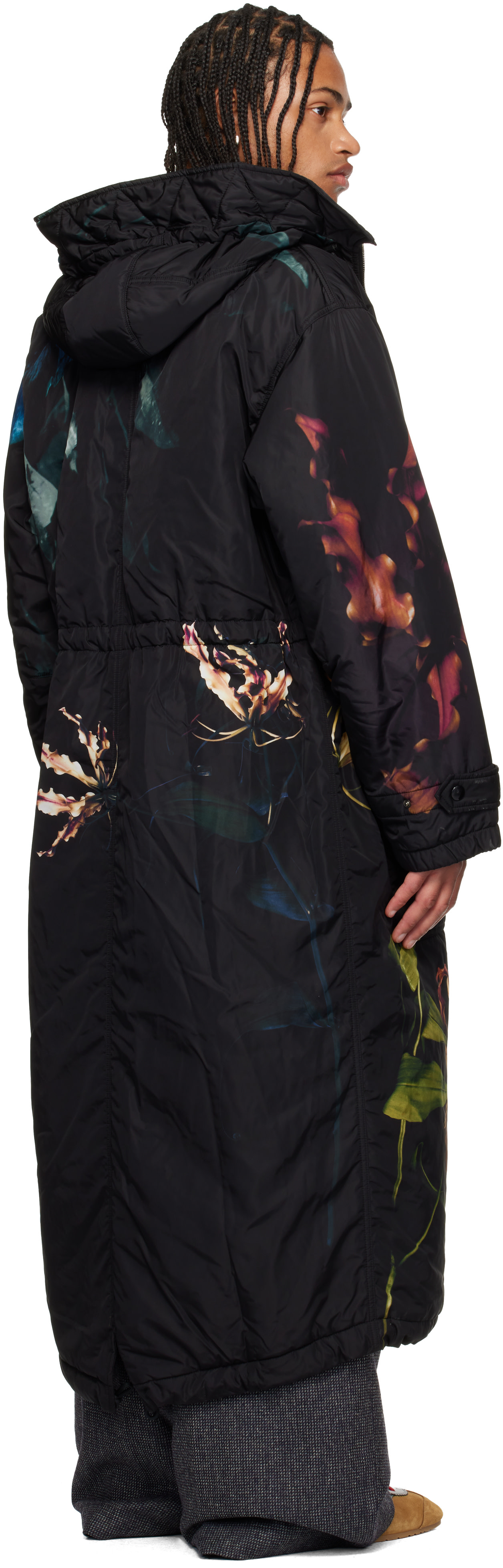 Dries Van Noten - 블랙 프린트 나일론 파카