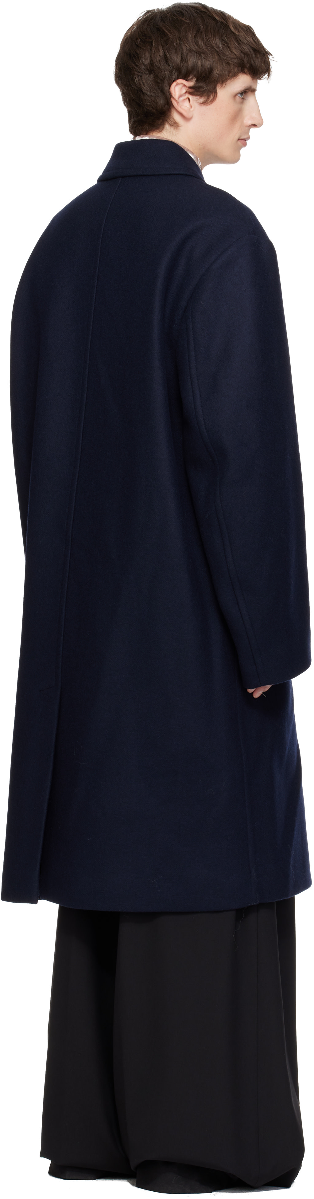 DRIES VAN NOTEN WOOL JACKET COAT ネイ Dries Van Noten: Navy Wool Coat | SSENSE