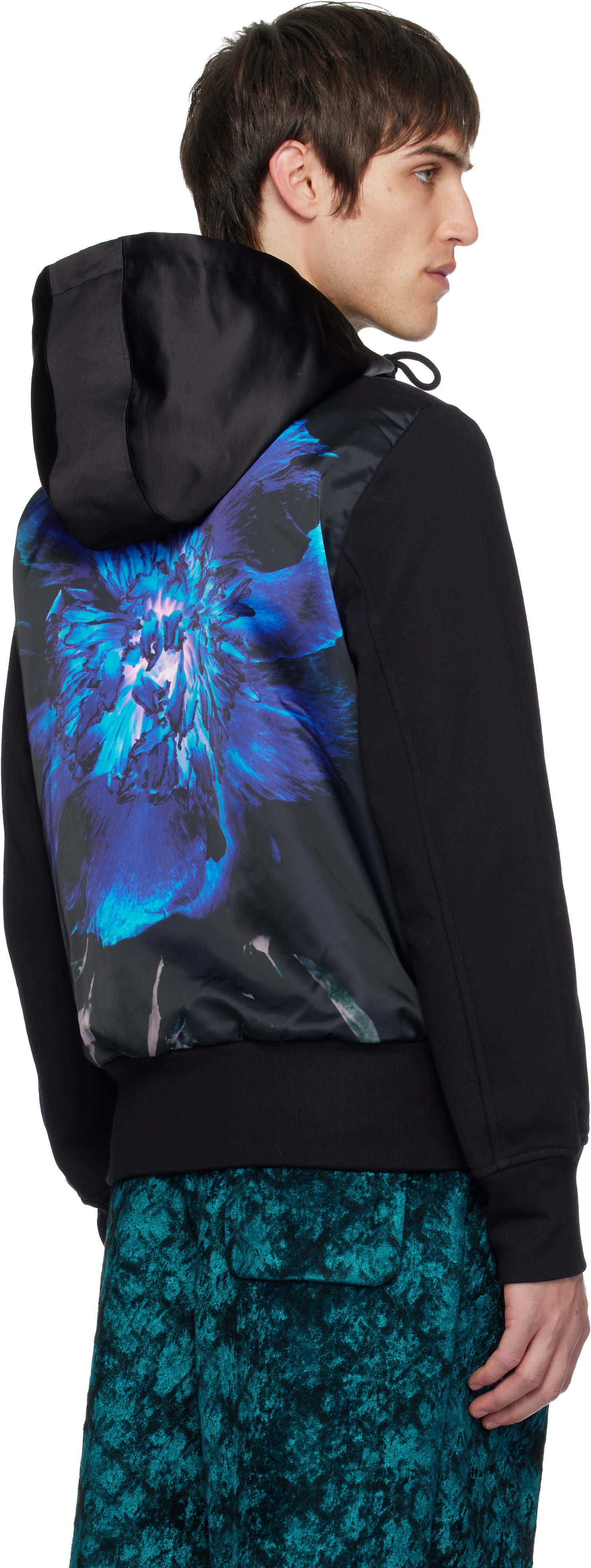 Dries Van Noten - Pull à capuche noir à image imprimée