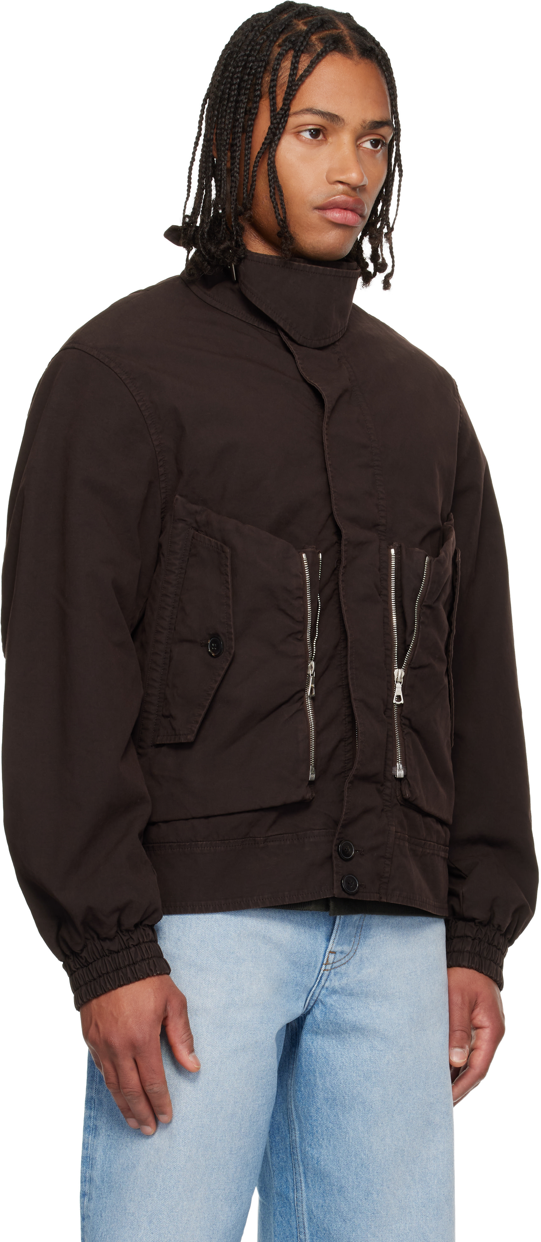 Dries Van Noten: Brown Overdyed Shell Jacket | SSENSE