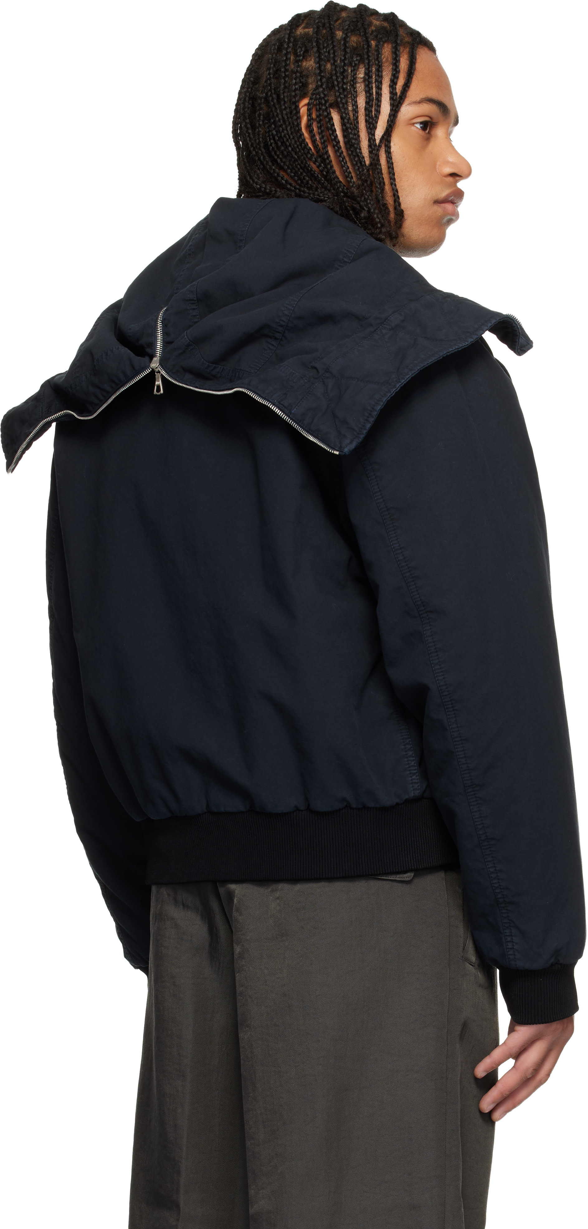 22SS DRIES VAN NOTEN ドリス フーディ パーカ M Dries Van Noten: Navy Overdyed Jacket | SSENSE