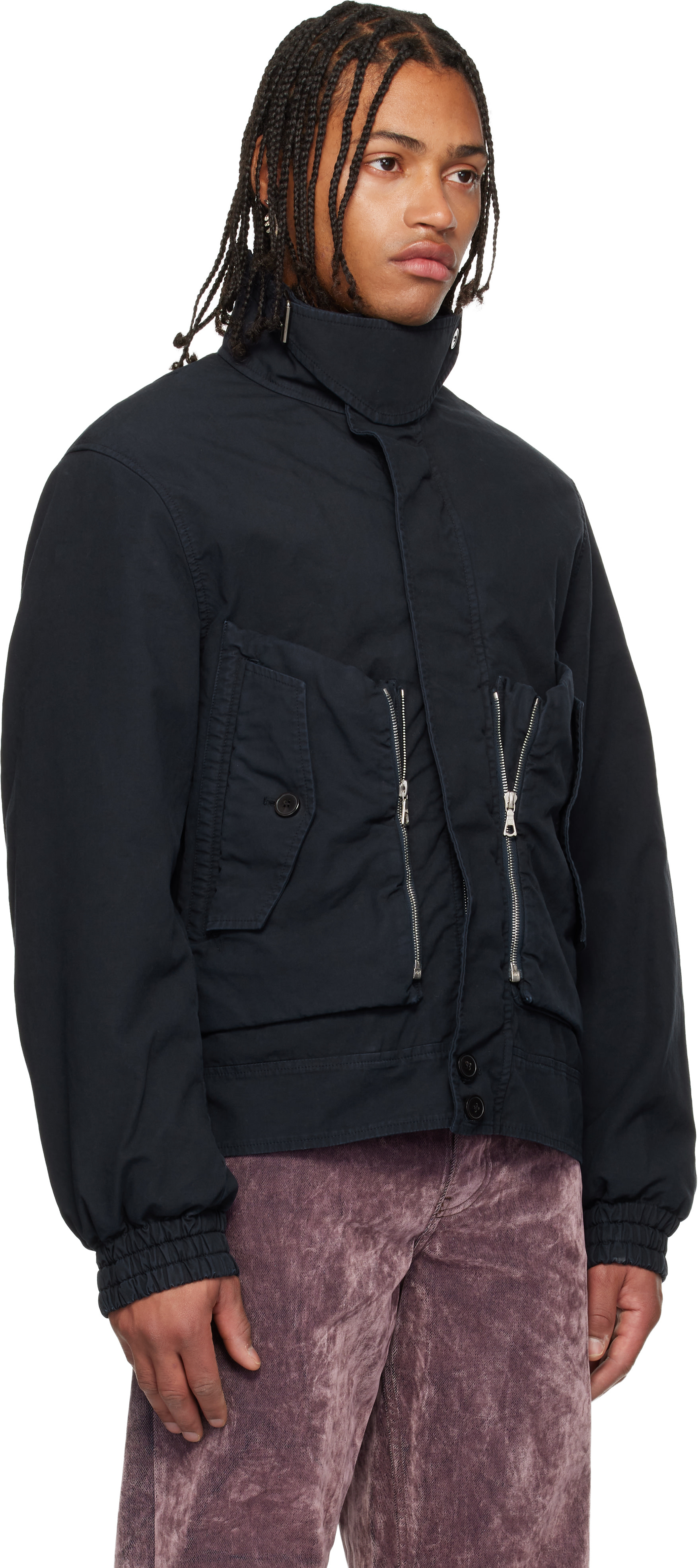 Dries Van Noten: Navy Overdyed Shell Jacket | SSENSE