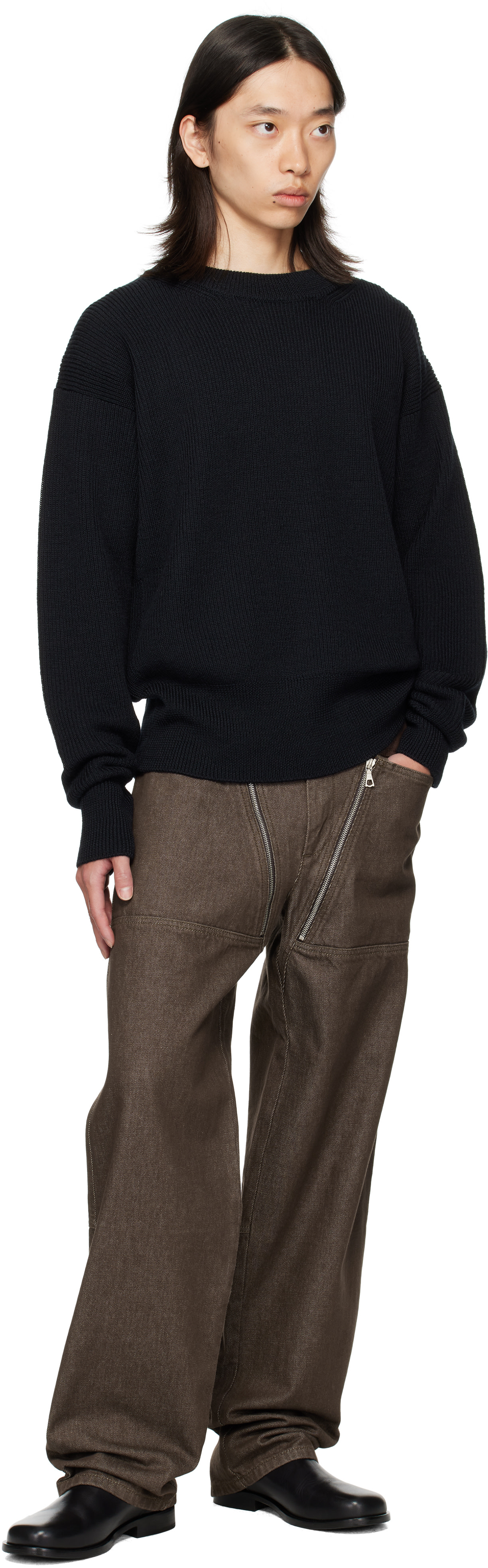 Dries Van Noten: Brown Paneled Jeans | SSENSE