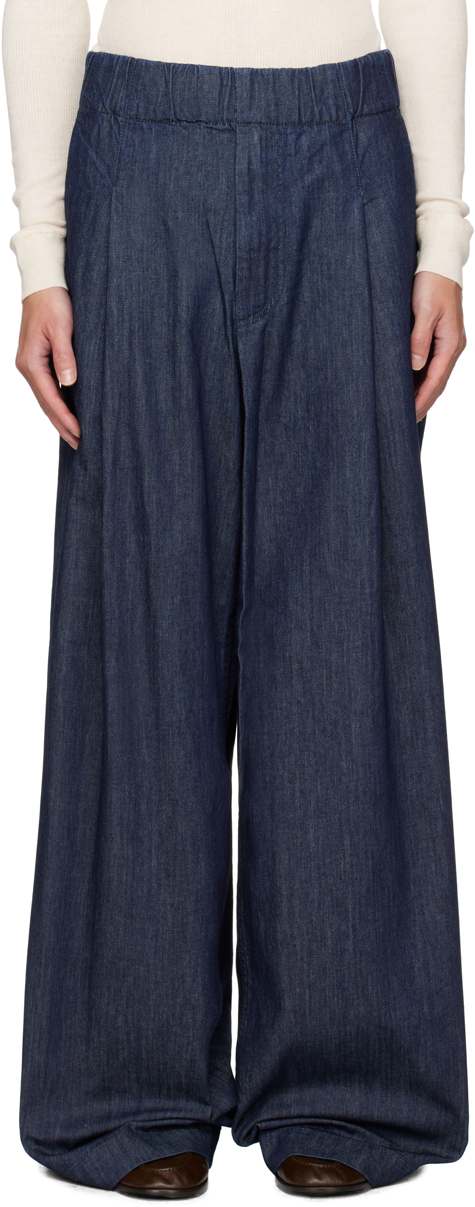 Dries Van Noten: Navy Drawstring Jeans | SSENSE