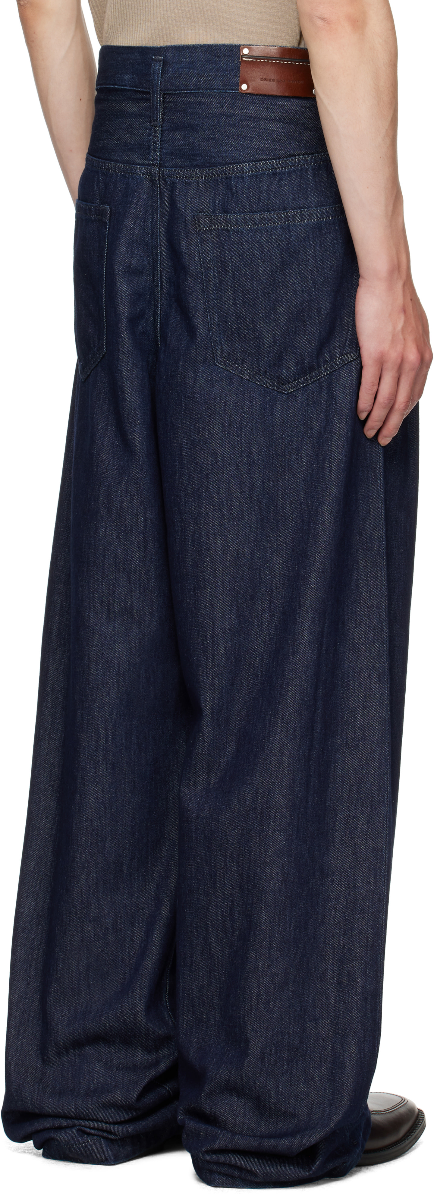 Dries Van Noten: Navy Pleated Jeans | SSENSE Norway