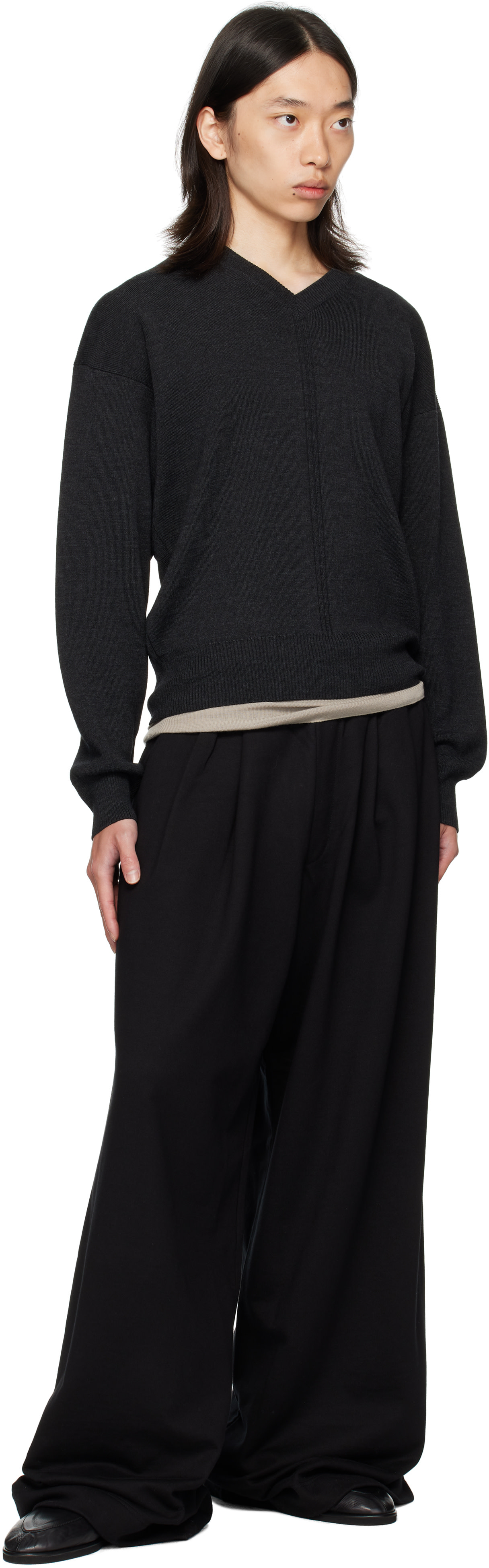 Dries Van Noten: Black Pleated Sweatpants | SSENSE