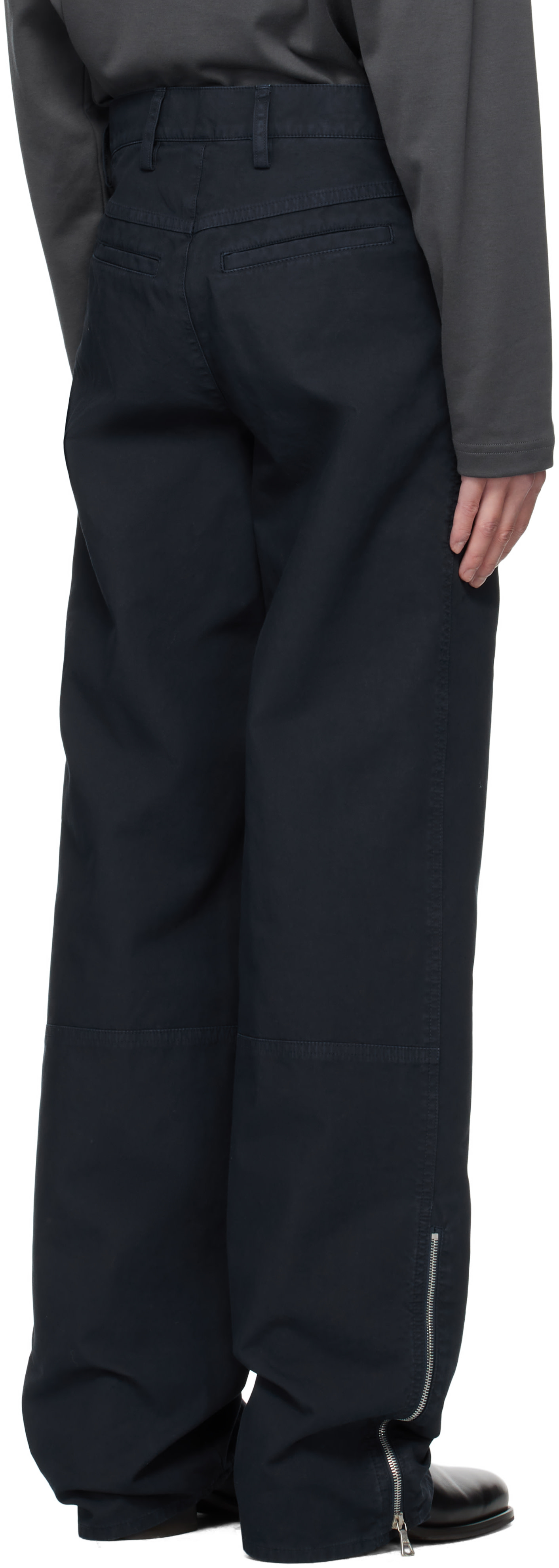 Dries Van Noten: Navy Zip Trousers | SSENSE