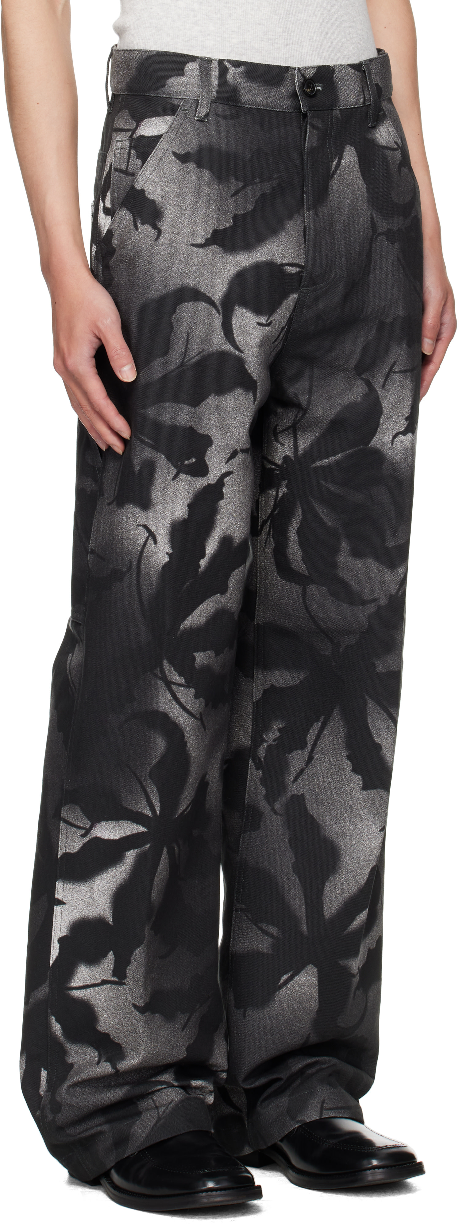 Dries Van Noten - ブラック Patterned トラウザーズ