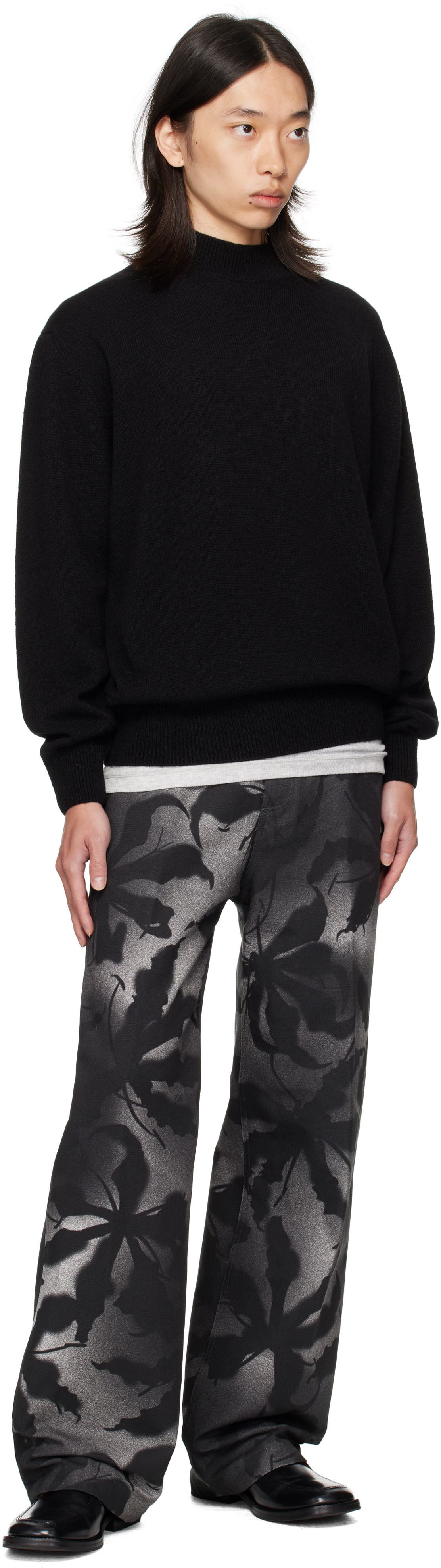 Dries Van Noten - ブラック Patterned トラウザーズ