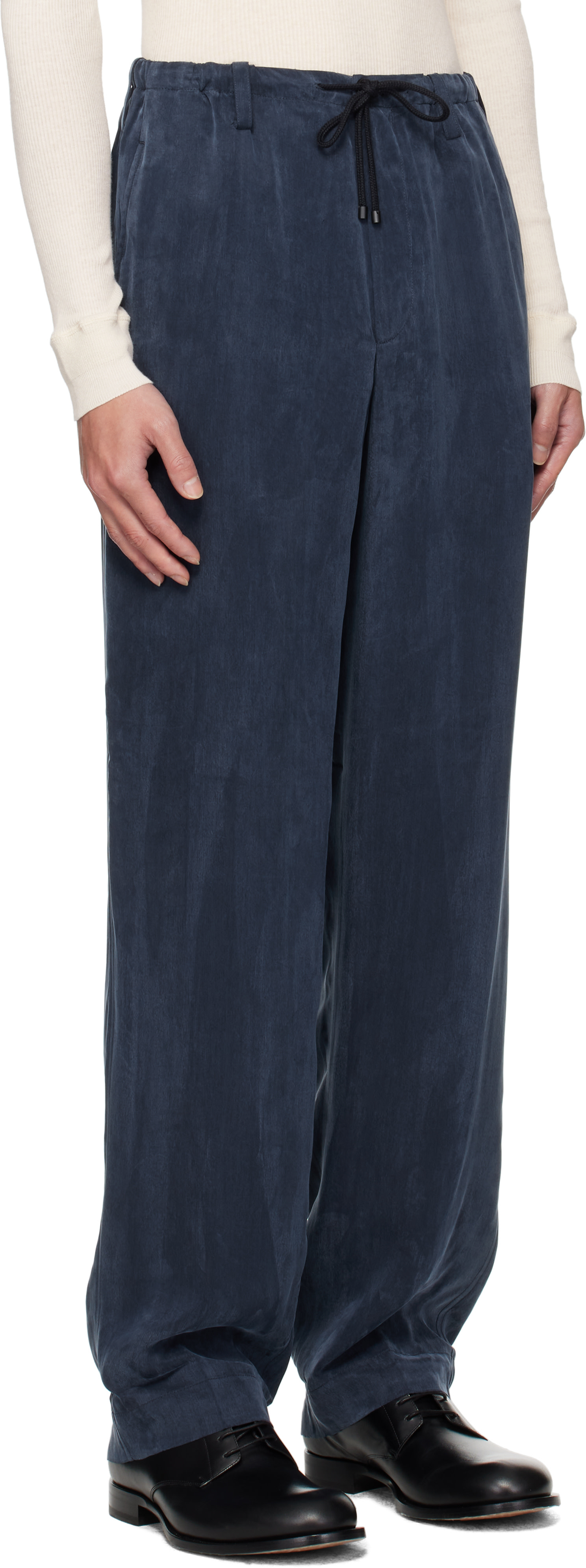 Dries Van Noten - Navy Drawstring Trousers
