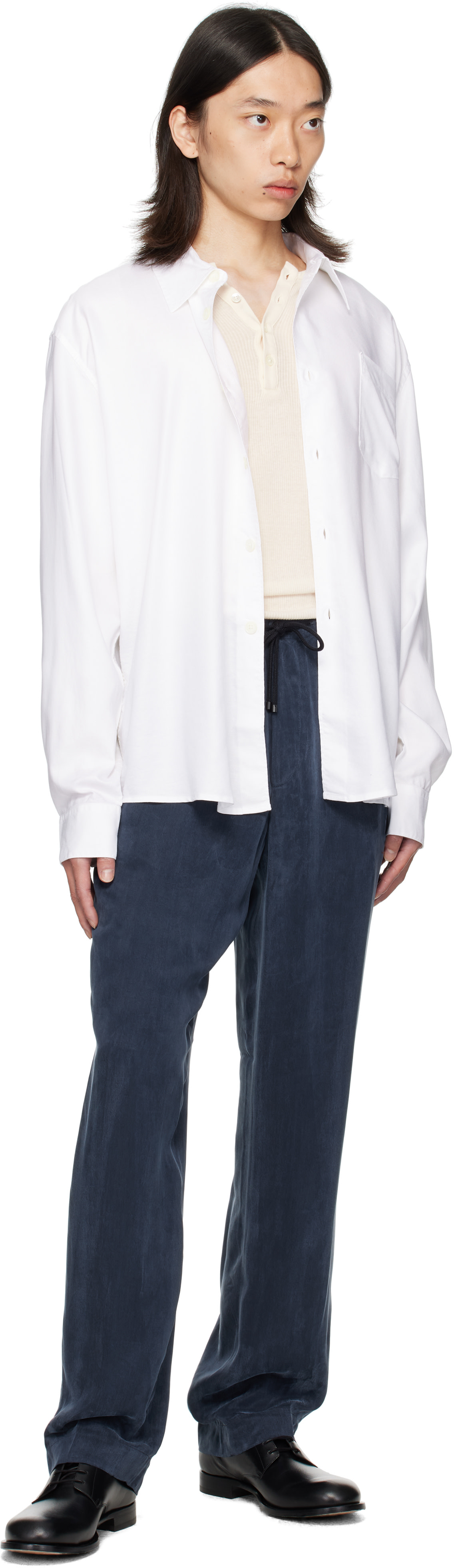 Dries Van Noten - Navy Drawstring Trousers