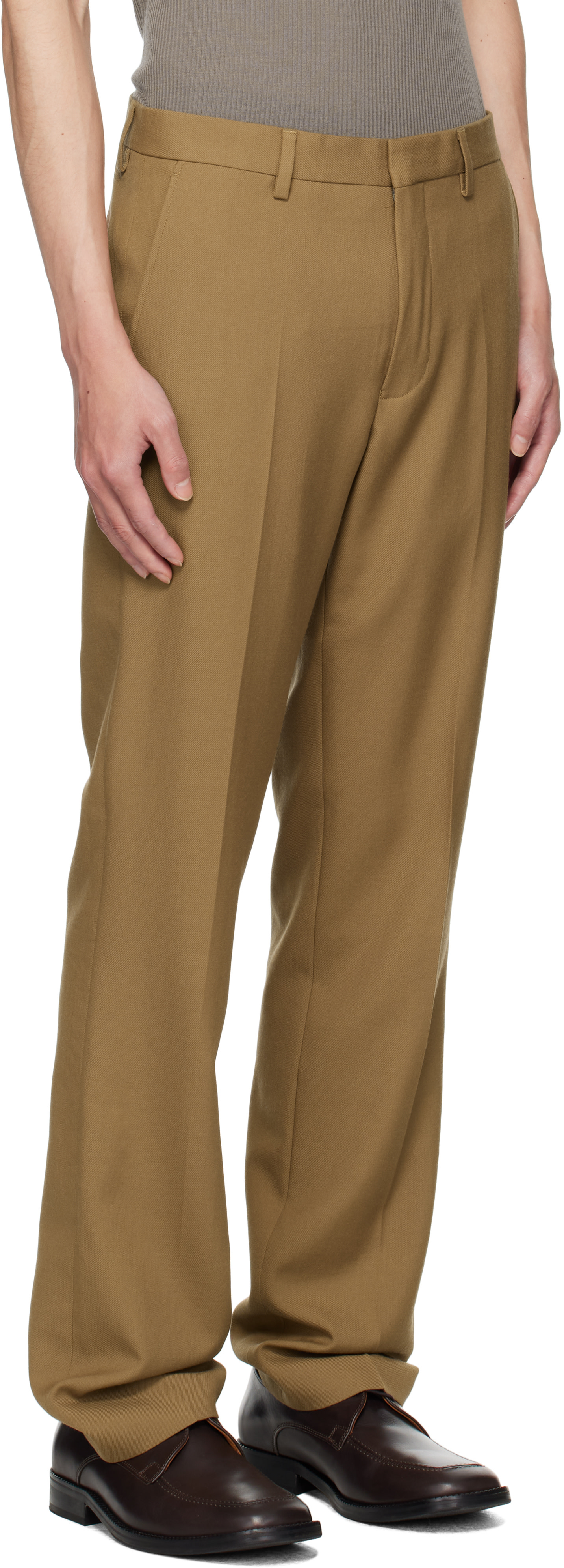 Dries Van Noten: Tan Wool Trousers | SSENSE